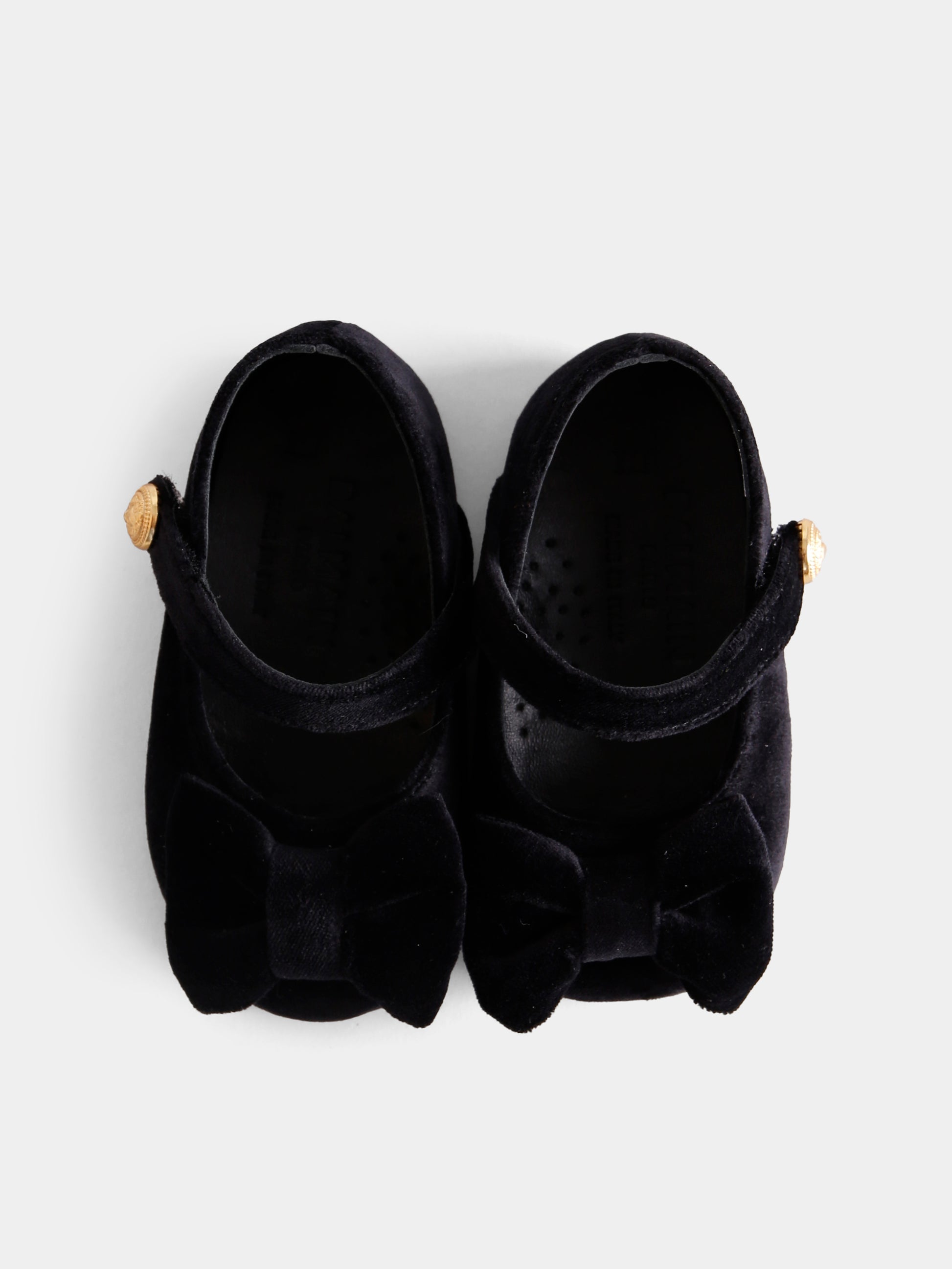 Ballerine nere per neonata con fiocco,Balmain Kids,BX0006-V0082 930OR