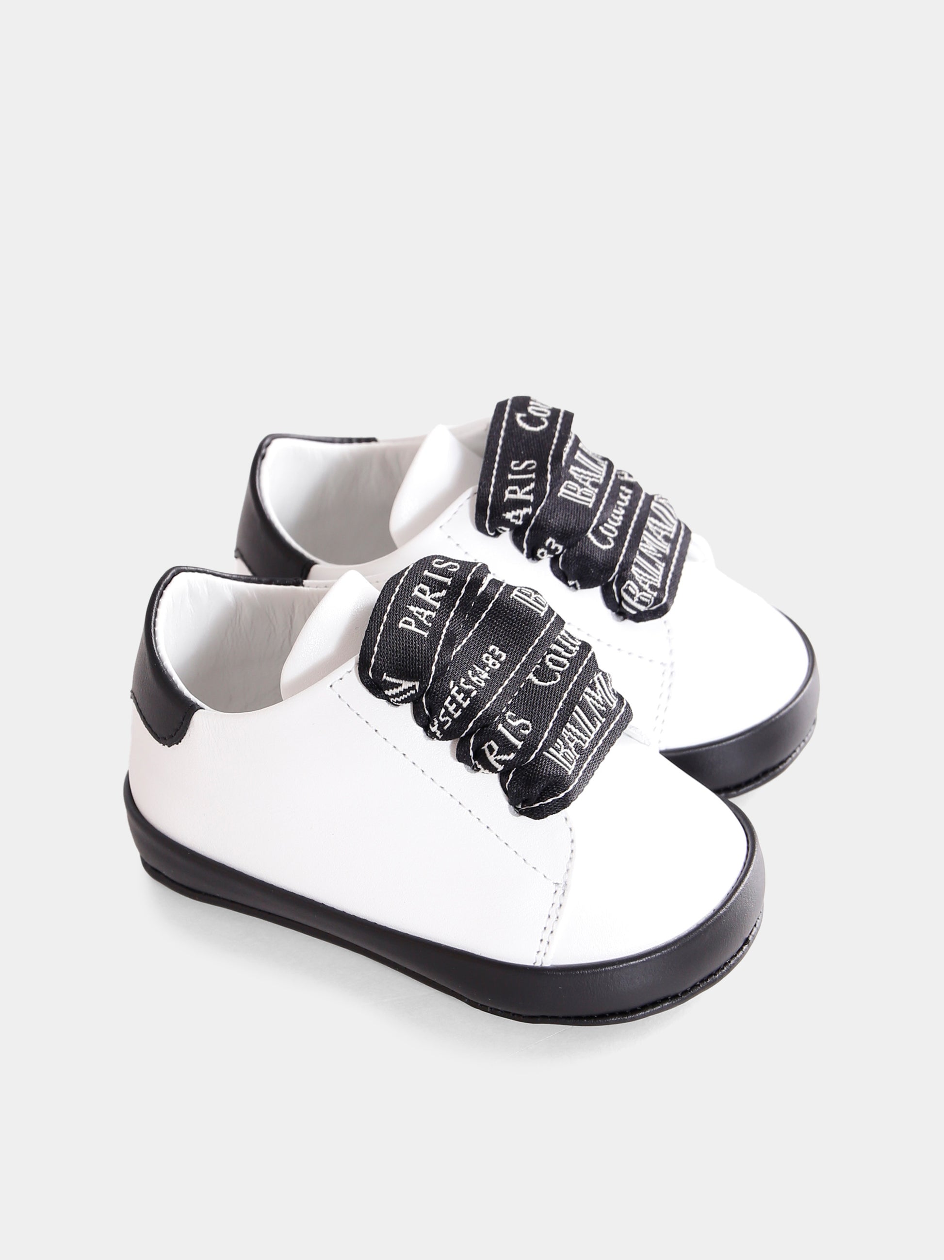 Sneakers bianche per neonati con logo,Balmain Kids,BX0606-Y0051 100NE