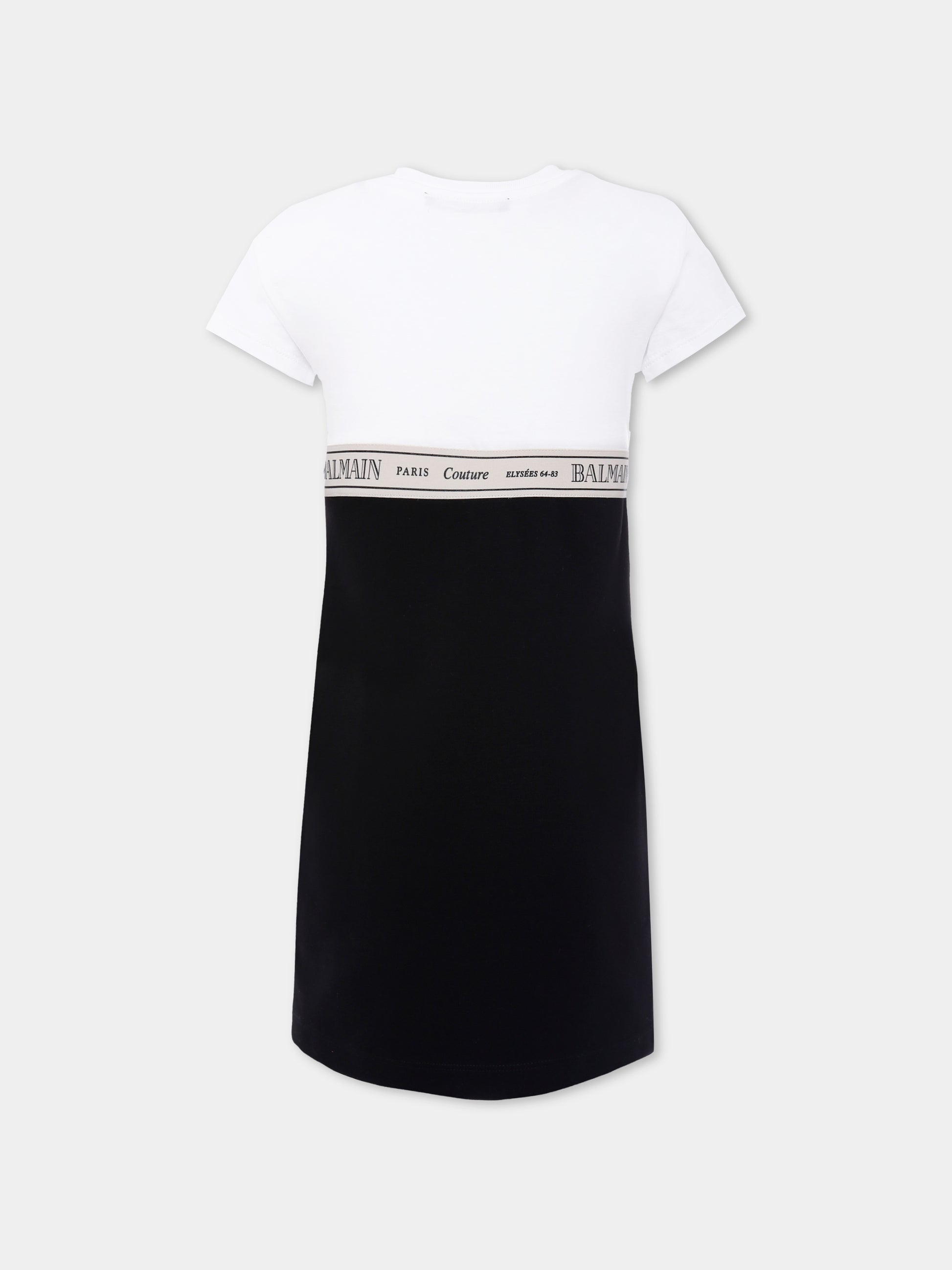 Vestito nero per bambina con logo,Balmain Kids,BX1B91-J0371 930BC