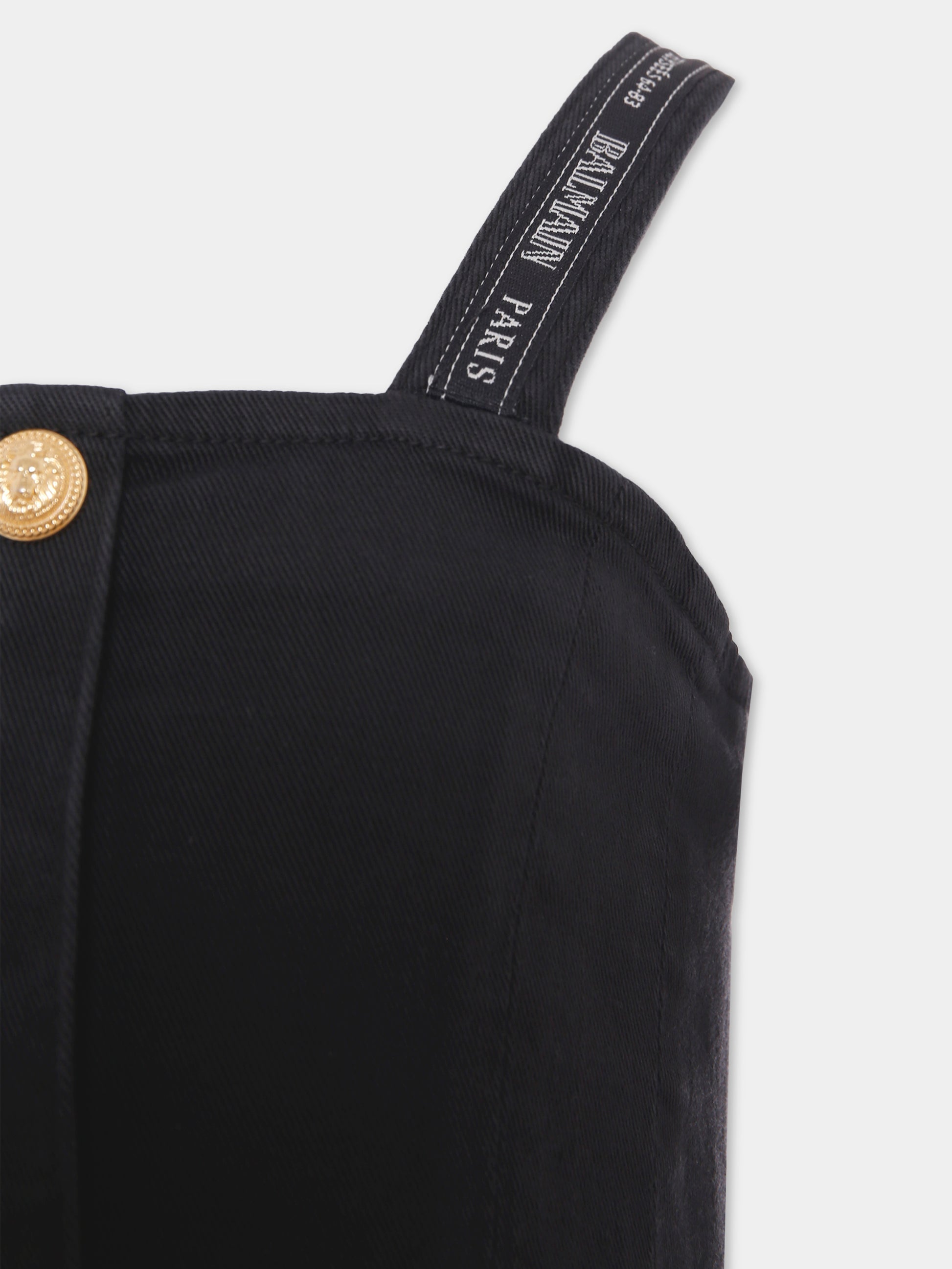 Vestito nero per bambina con logo,Balmain Kids,BX1D12-D0039 930OR