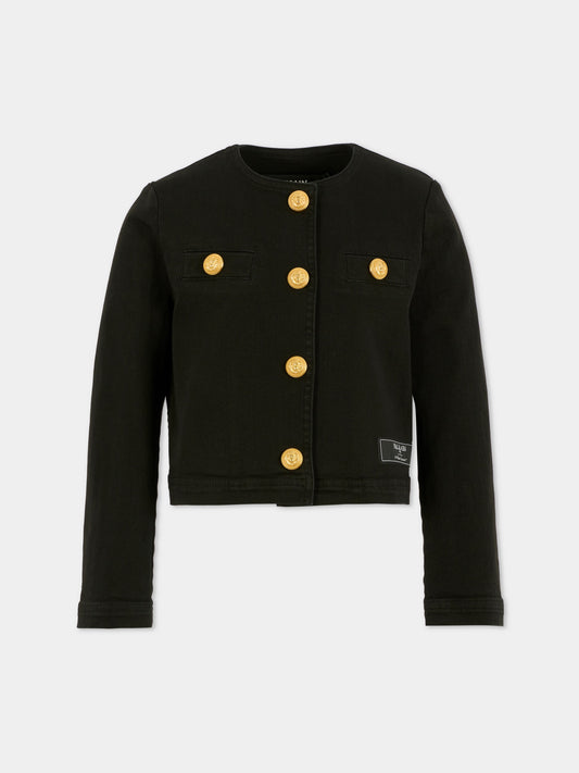 Giacca nera per bambina con patch,Balmain Kids,BX2B54-D0039 930OR