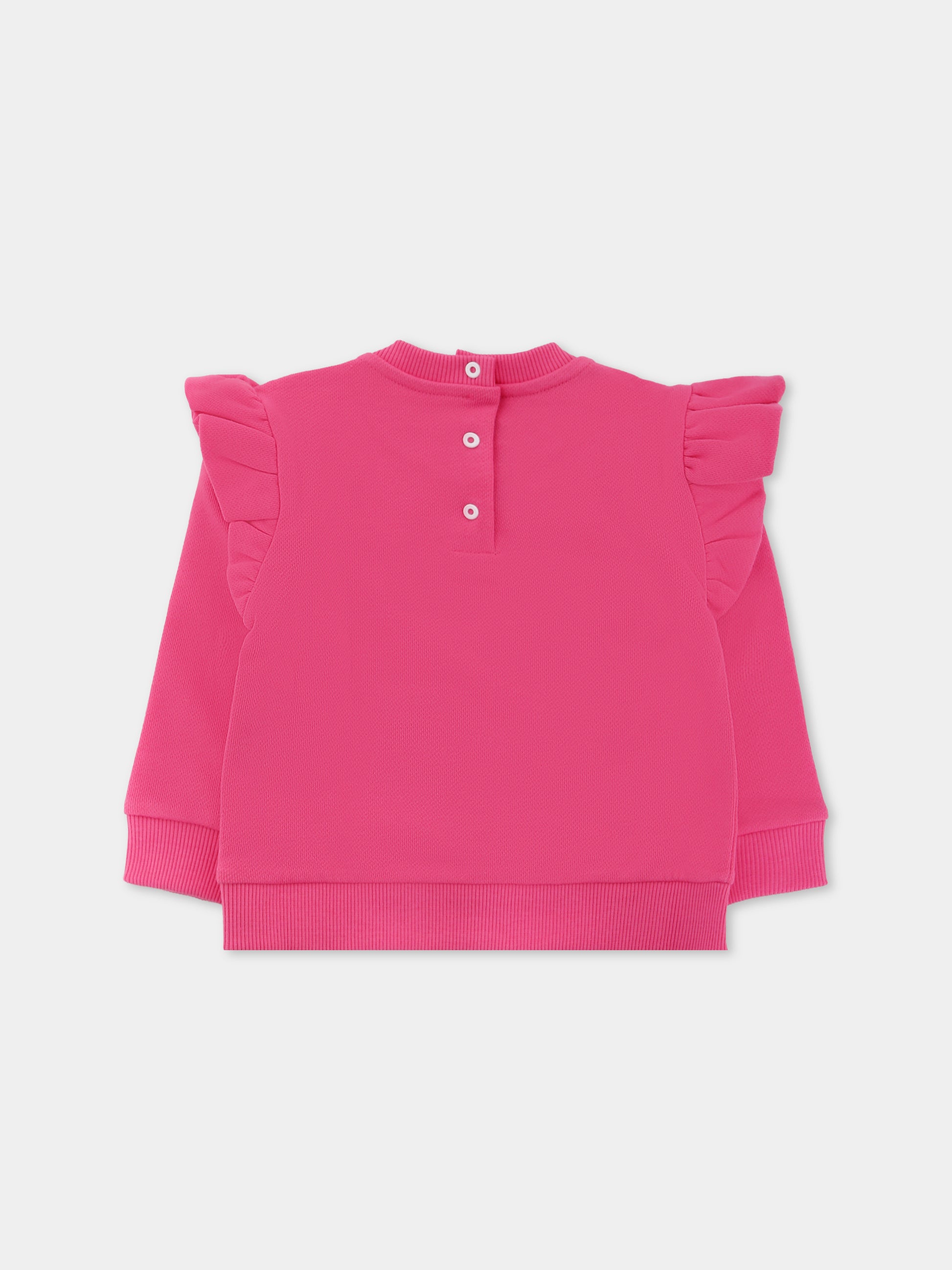 Felpa rosa per neonata con logo,Balmain Kids,BX4010-Z3183 51PRS