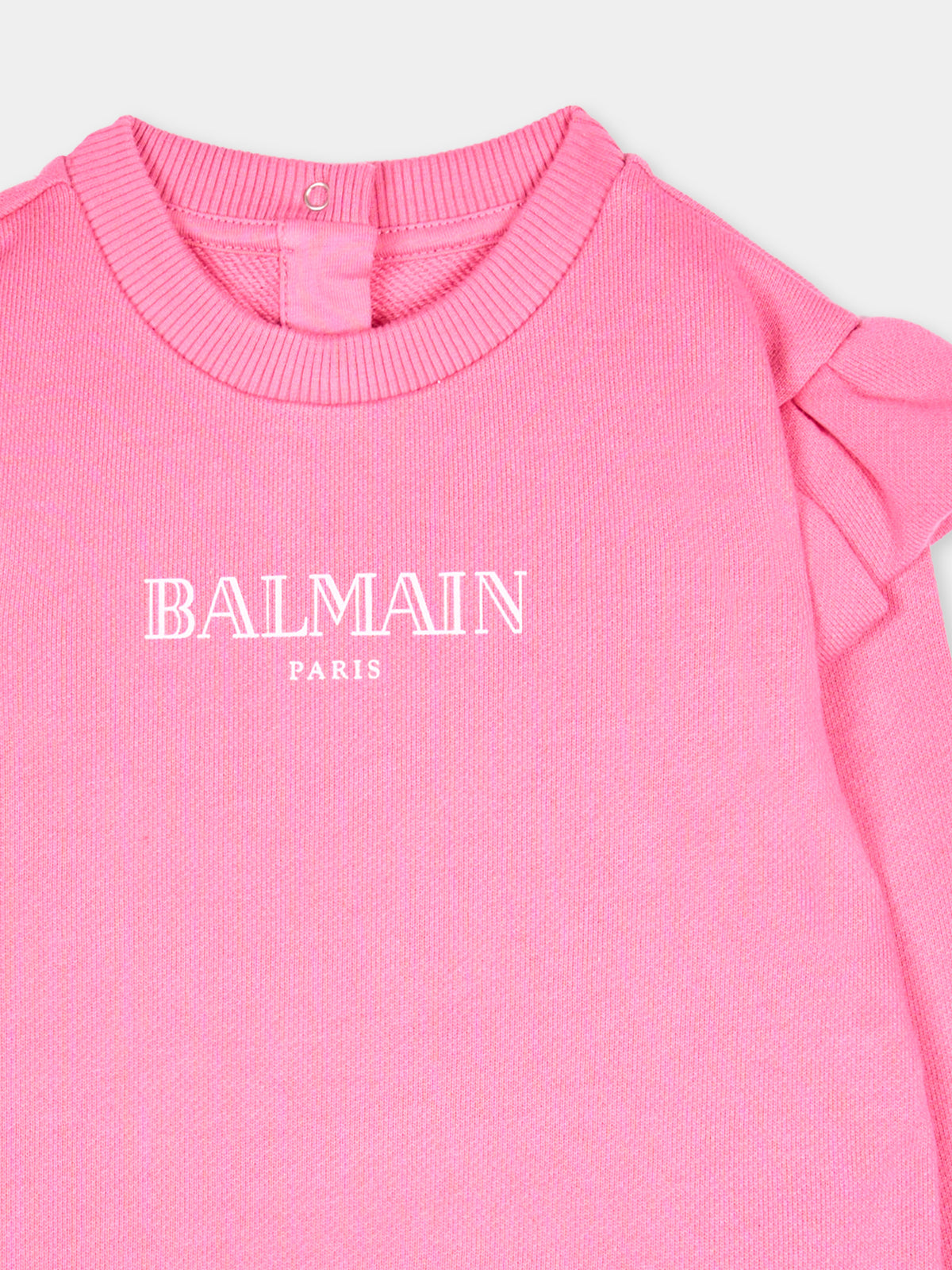 Felpa rosa per neonata con logo,Balmain Kids,BX4010-Z3183 51PRS