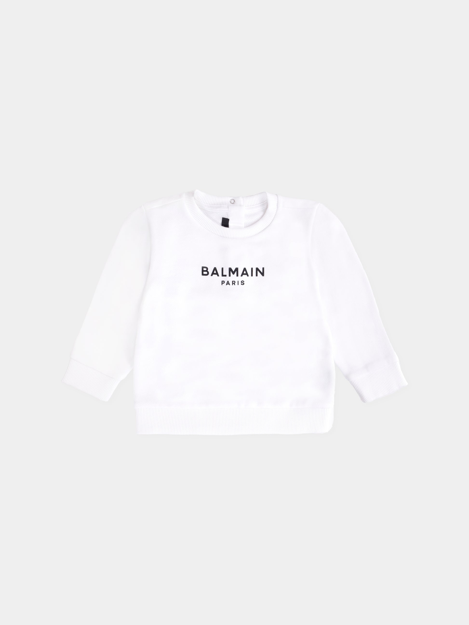Felpa bianca per neonati con logo,Balmain Kids,BX4500-Z3183 100NE