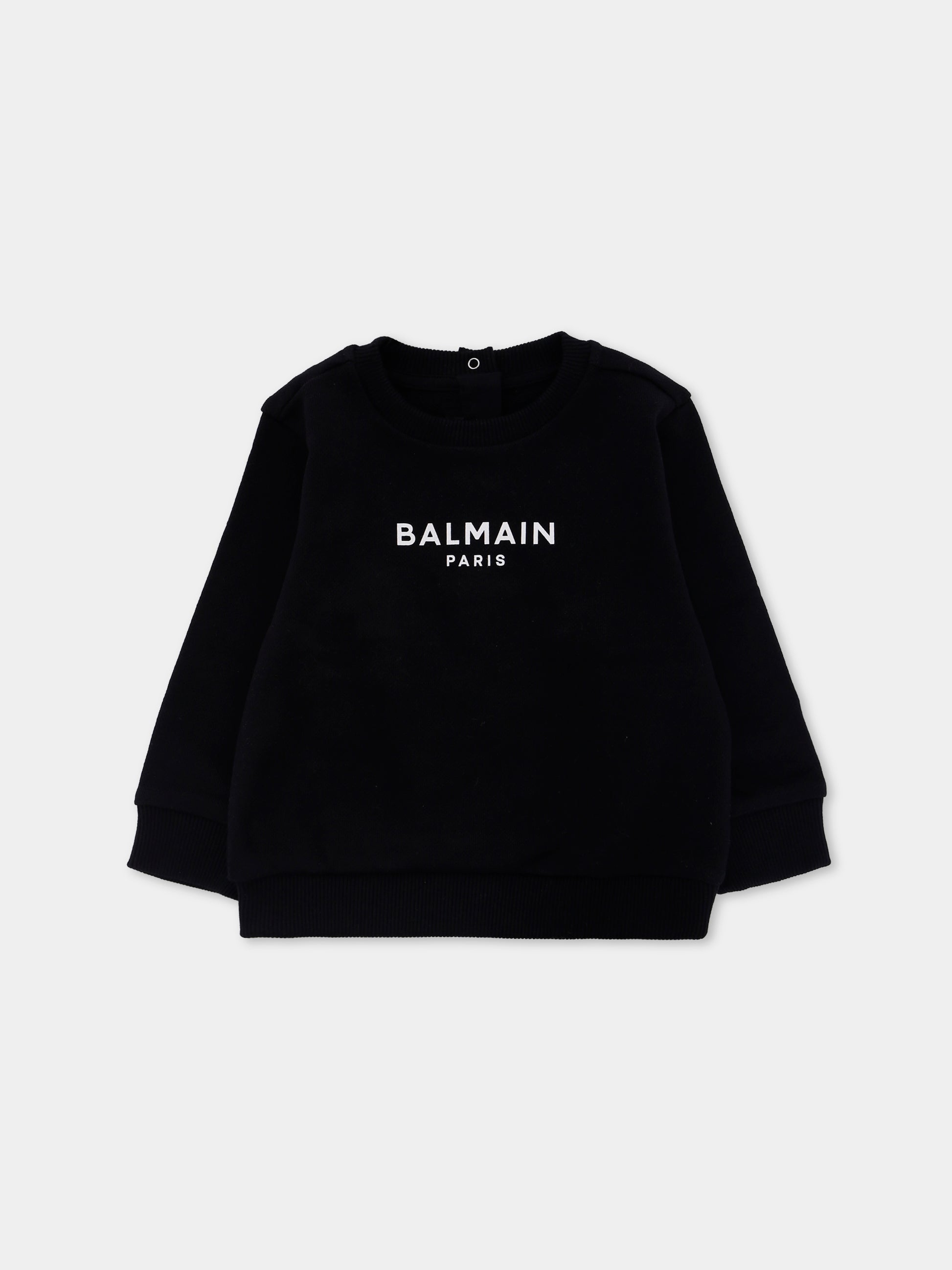 Felpa nera per neonati con logo,Balmain Kids,BX4500-Z3183 930BC