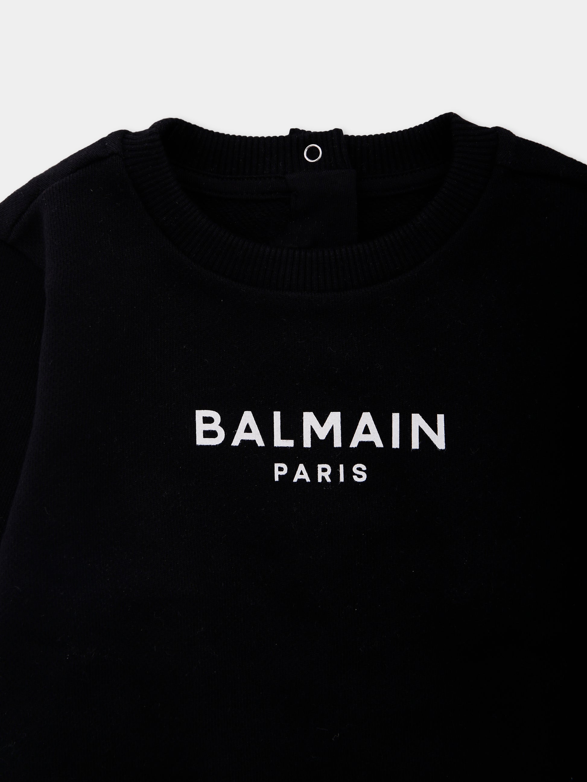 Felpa nera per neonati con logo,Balmain Kids,BX4500-Z3183 930BC