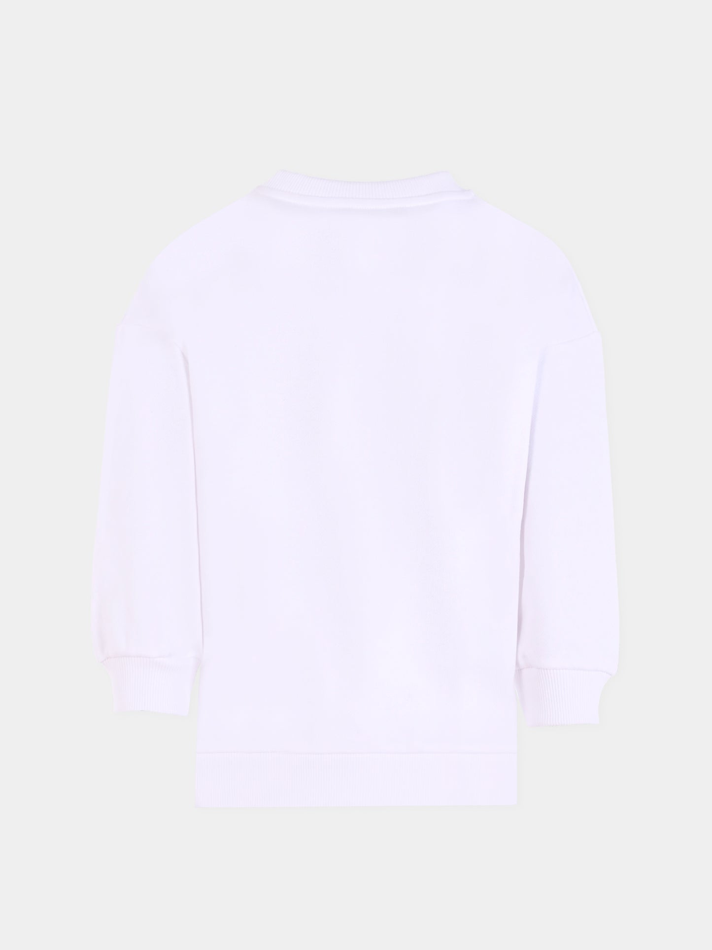 Felpa bianca per bambina con logo di strass,Balmain Kids,BX4A70-Z3183 100MC