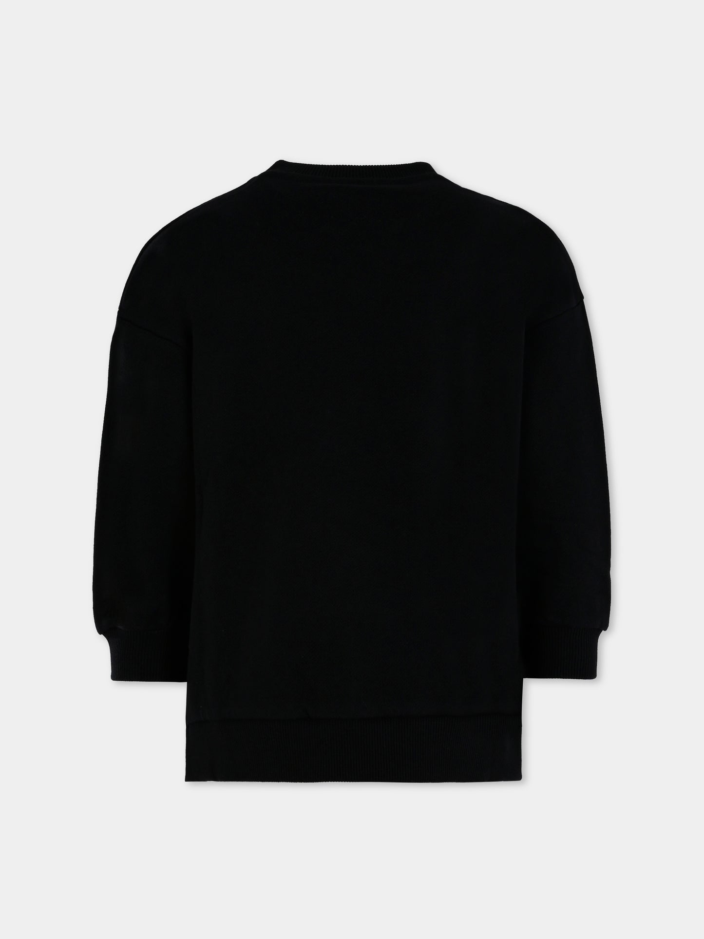 Felpa nera per bambina con logo di strass,Balmain Kids,BX4A70-Z3183 930MC