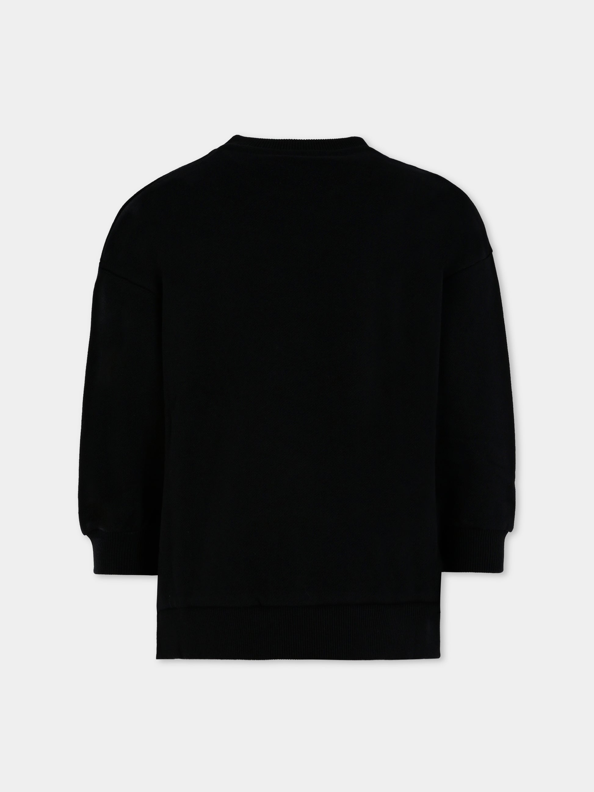 Felpa nera per bambina con logo di strass,Balmain Kids,BX4A70-Z3183 930MC