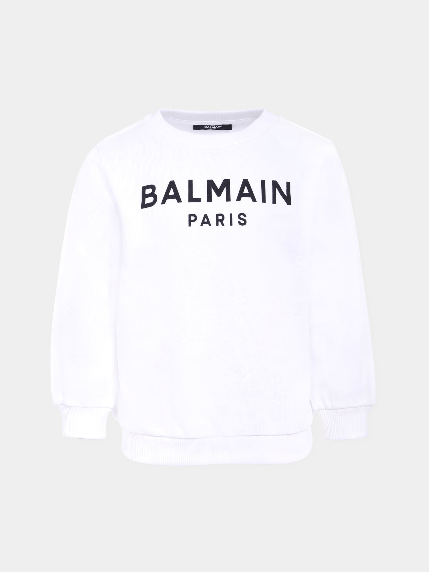 Felpa bianca per bambini con logo,Balmain Kids,BX4P10-Z3183 100NE