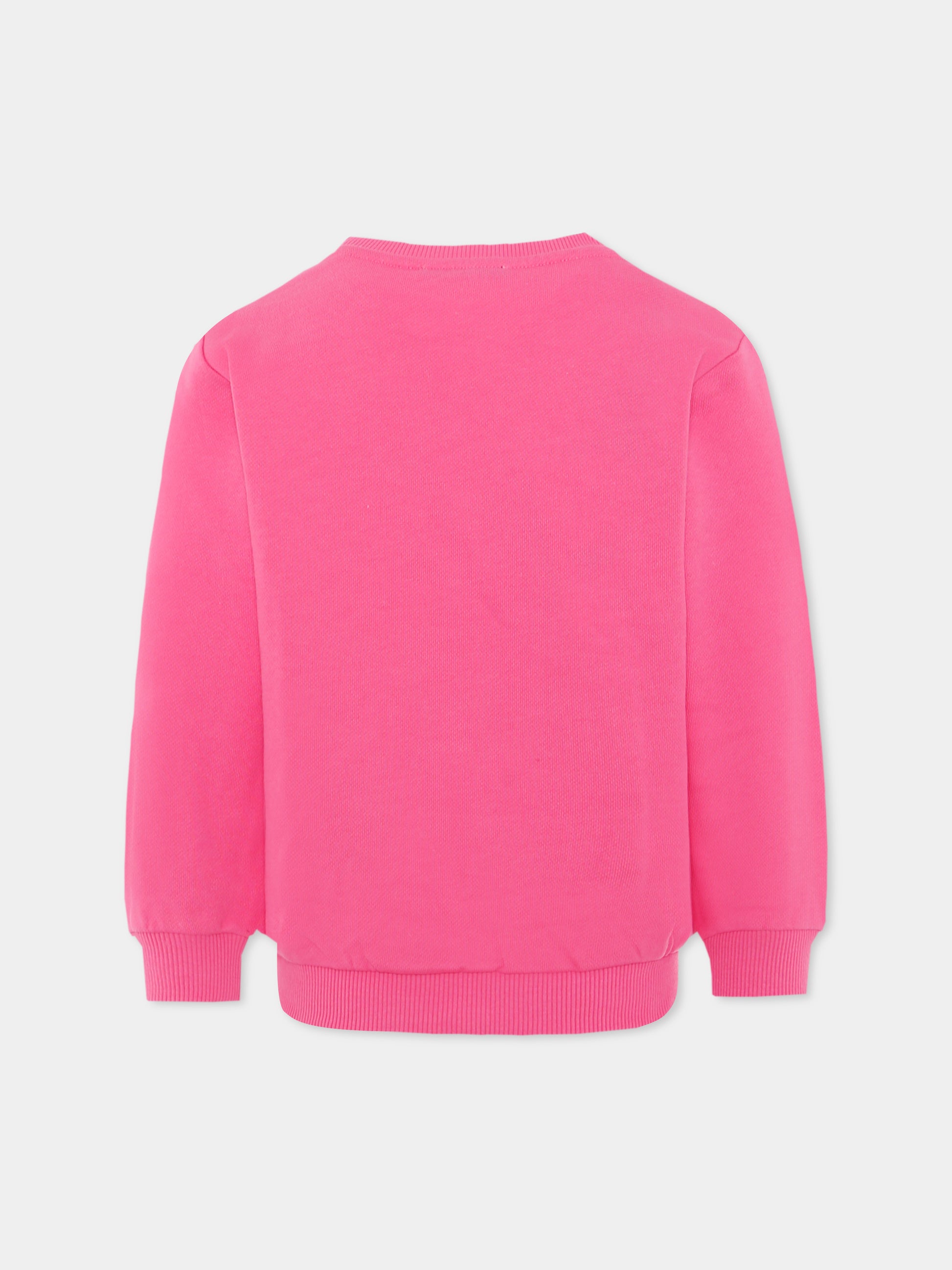 Felpa rosa per bambina con logo,Balmain Kids,BX4P30-Z3183 51PNE