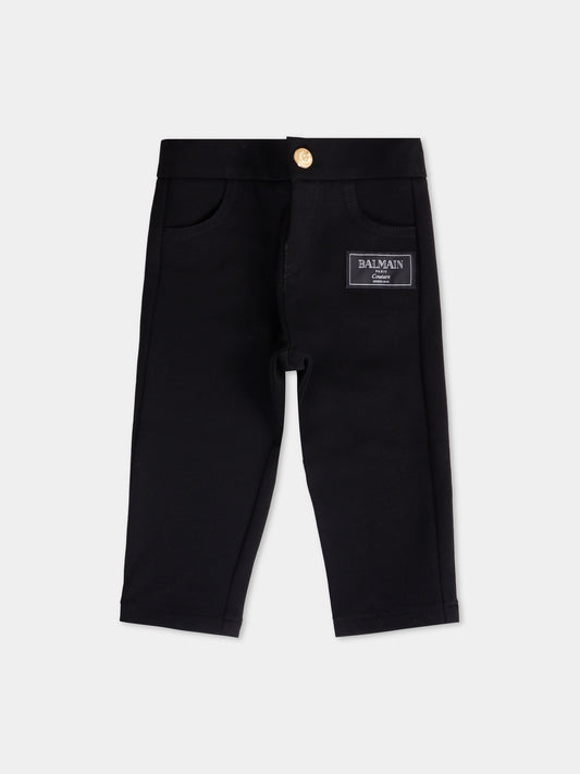 Pantaloni neri per neonato con logo,Balmain Kids,BX6600-J0371 930