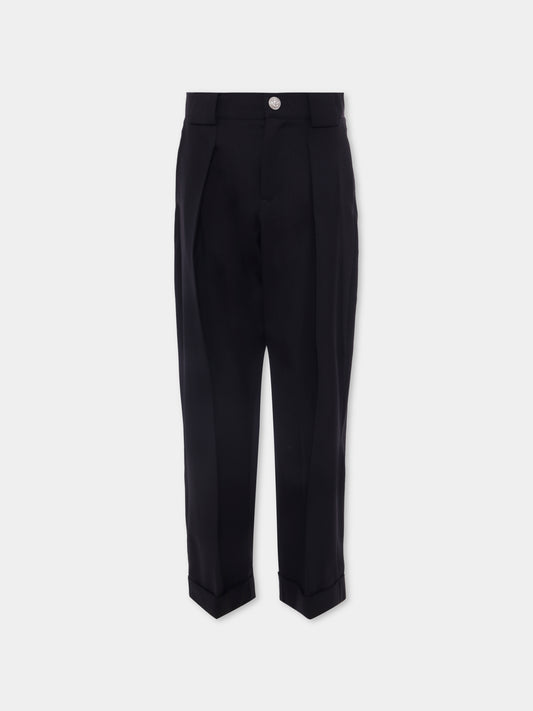 Pantaloni neri per bambino con logo,Balmain Kids,BX6P10-I0196 930AG