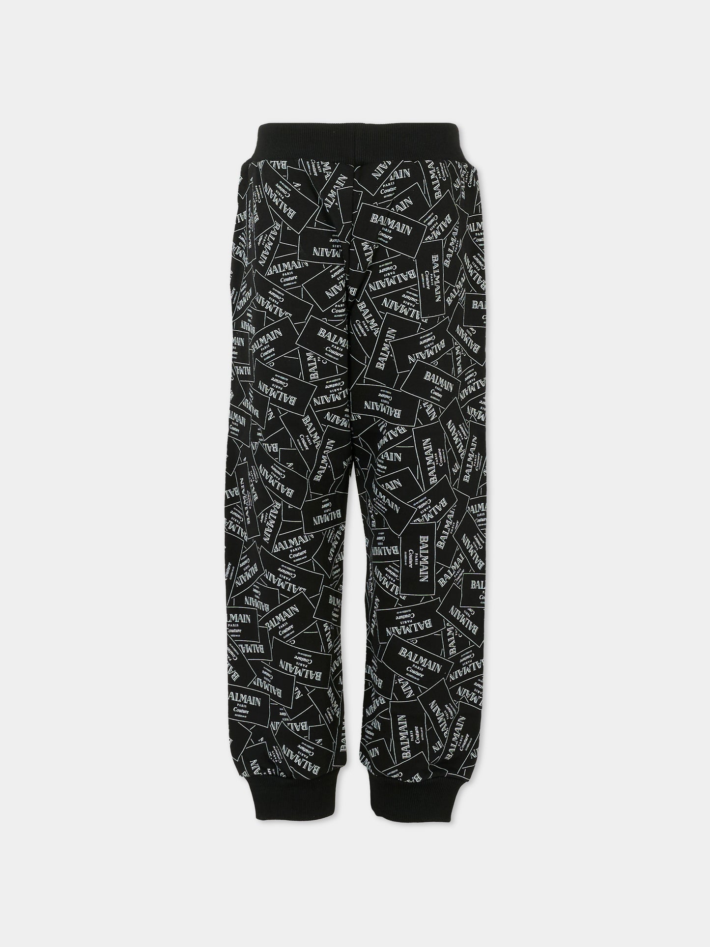 Pantaloni neri per bambini con logo all over,Balmain Kids,BX6P50-Z3331 930BC