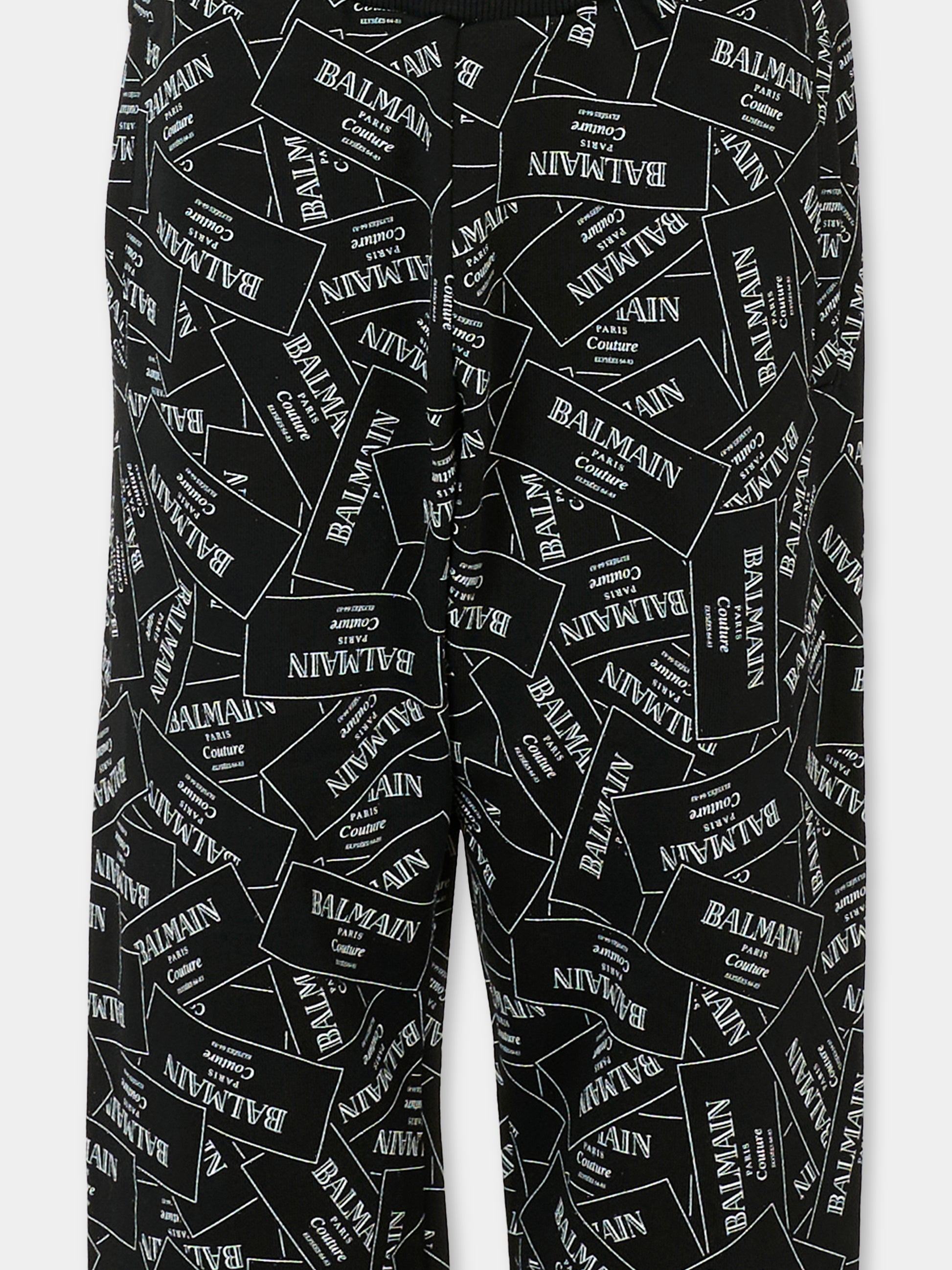 Pantaloni neri per bambini con logo all over,Balmain Kids,BX6P50-Z3331 930BC