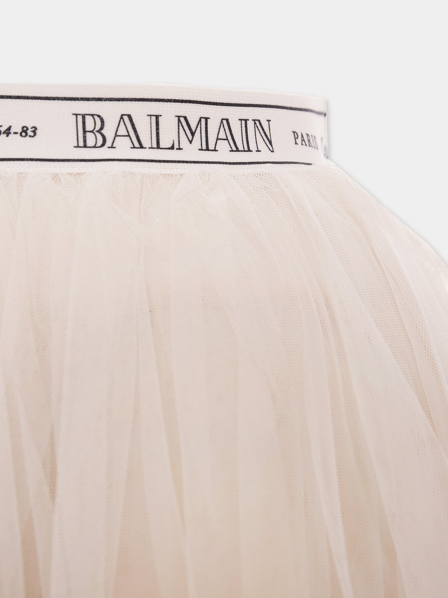 Gonna beige per bambina con logo,Balmain Kids,BX7A41-T0002 109NE