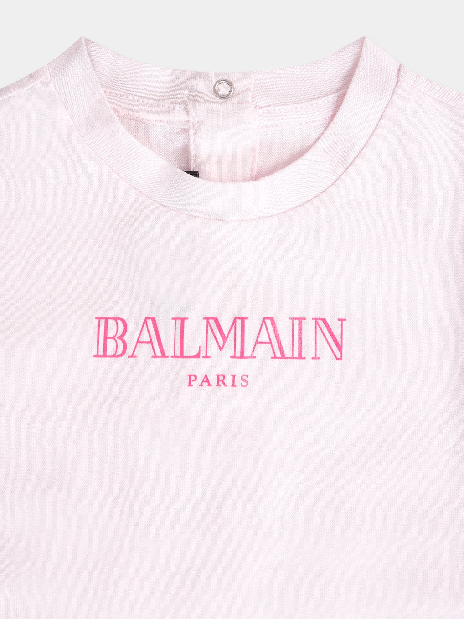 T-shirt rosa per neonata con logo,Balmain Kids,BX8011-Z3186 500FU