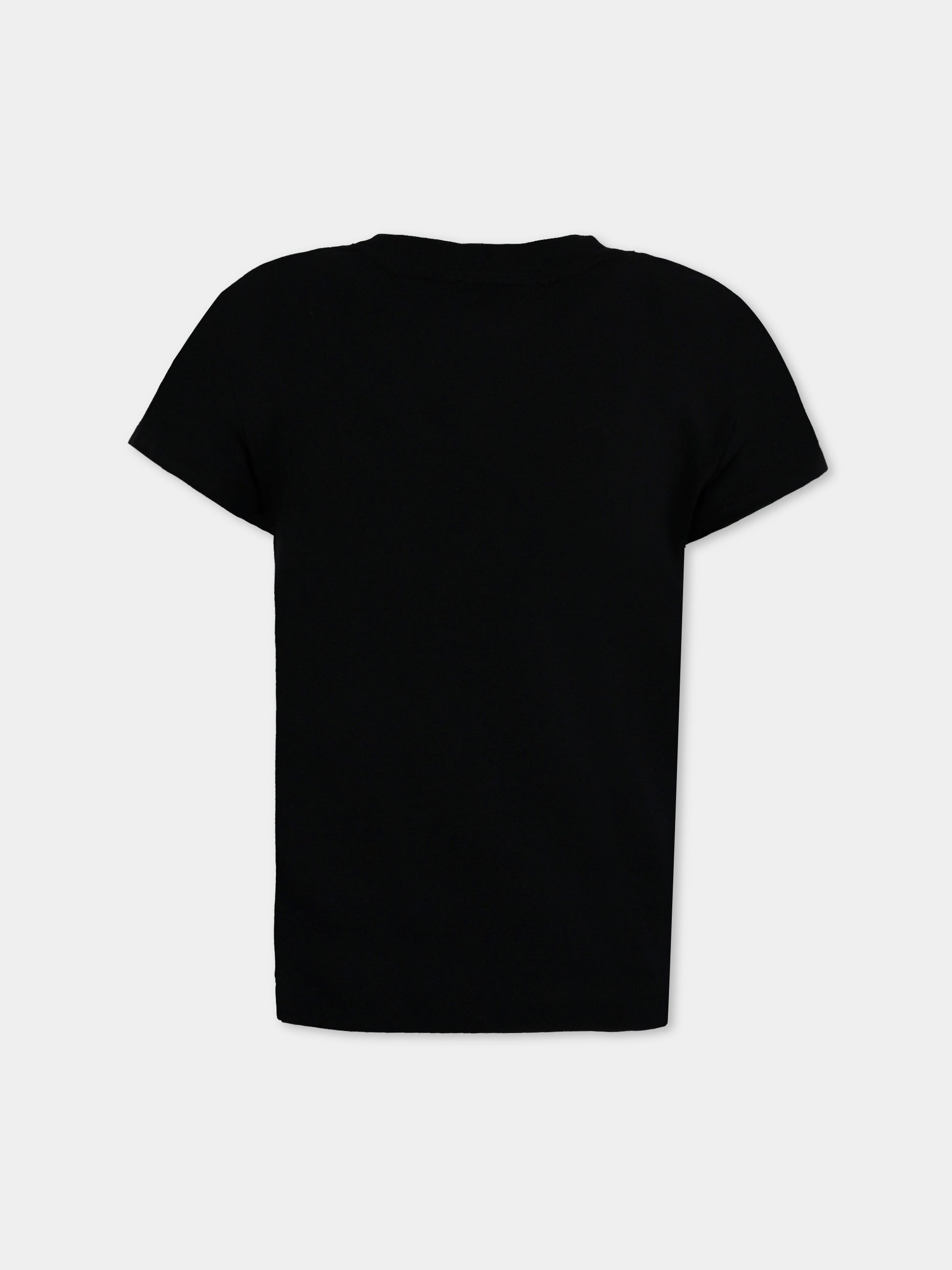 T-shirt nera per bambina con logo,Balmain Kids,BX8A41-Z3277 930