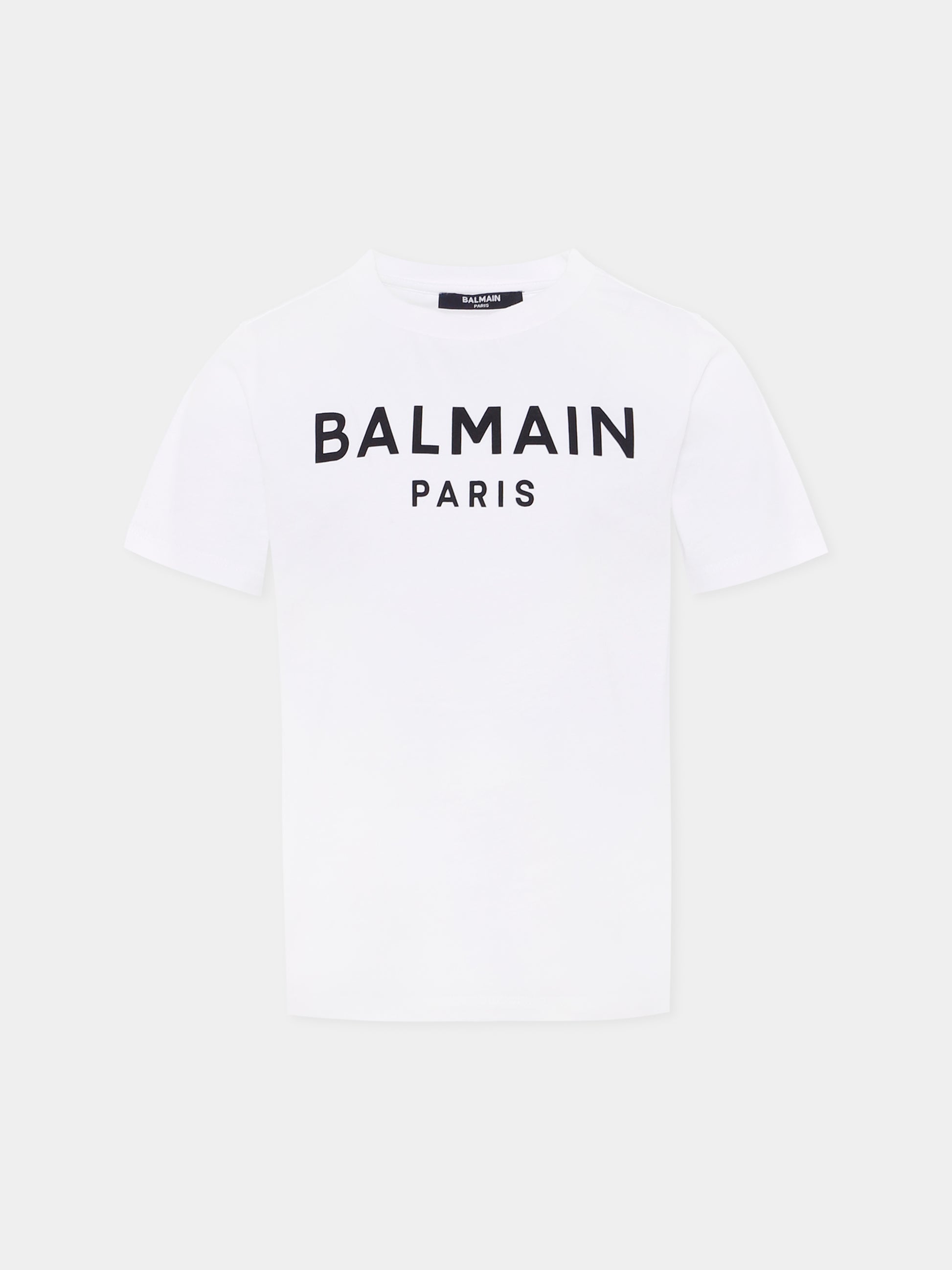 T-shirt bianca per bambini con logo,Balmain Kids,BX8P01-Z3186 100NE