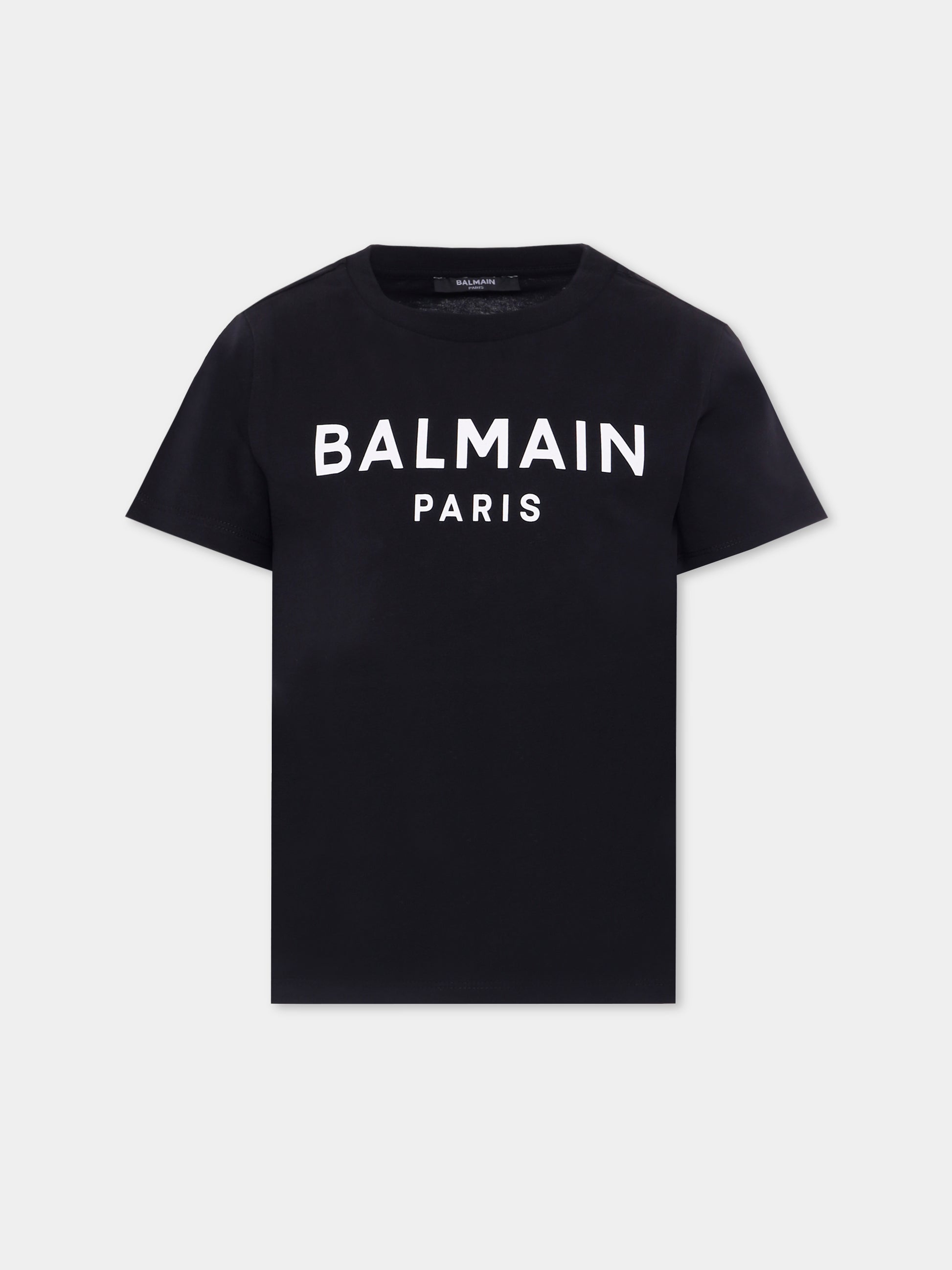 T-shirt nera per bambini con logo,Balmain Kids,BX8P01-Z3186 930BC