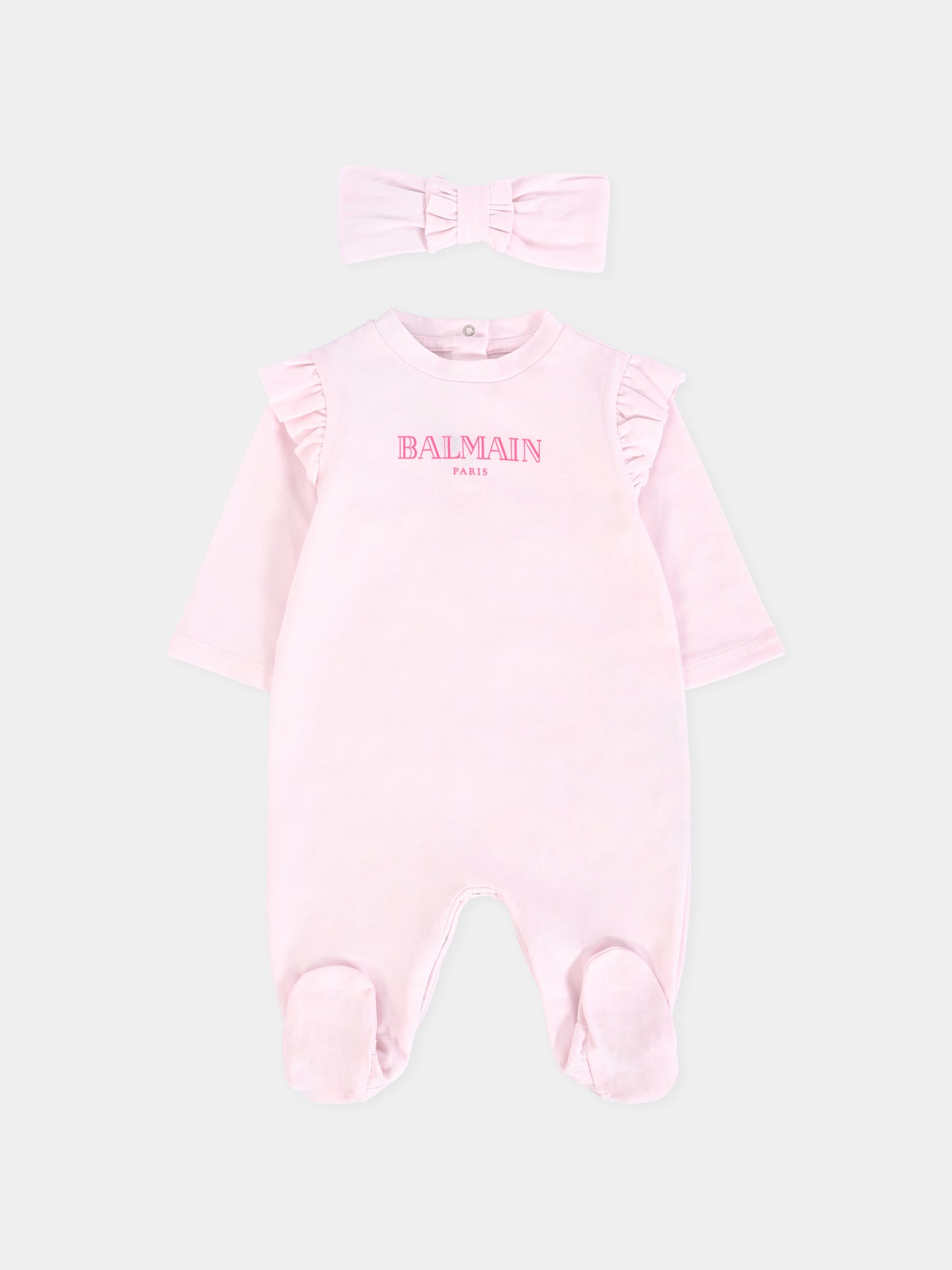 Set tutina rosa per neonata con logo,Balmain Kids,BXB00A-Z3186 500FU