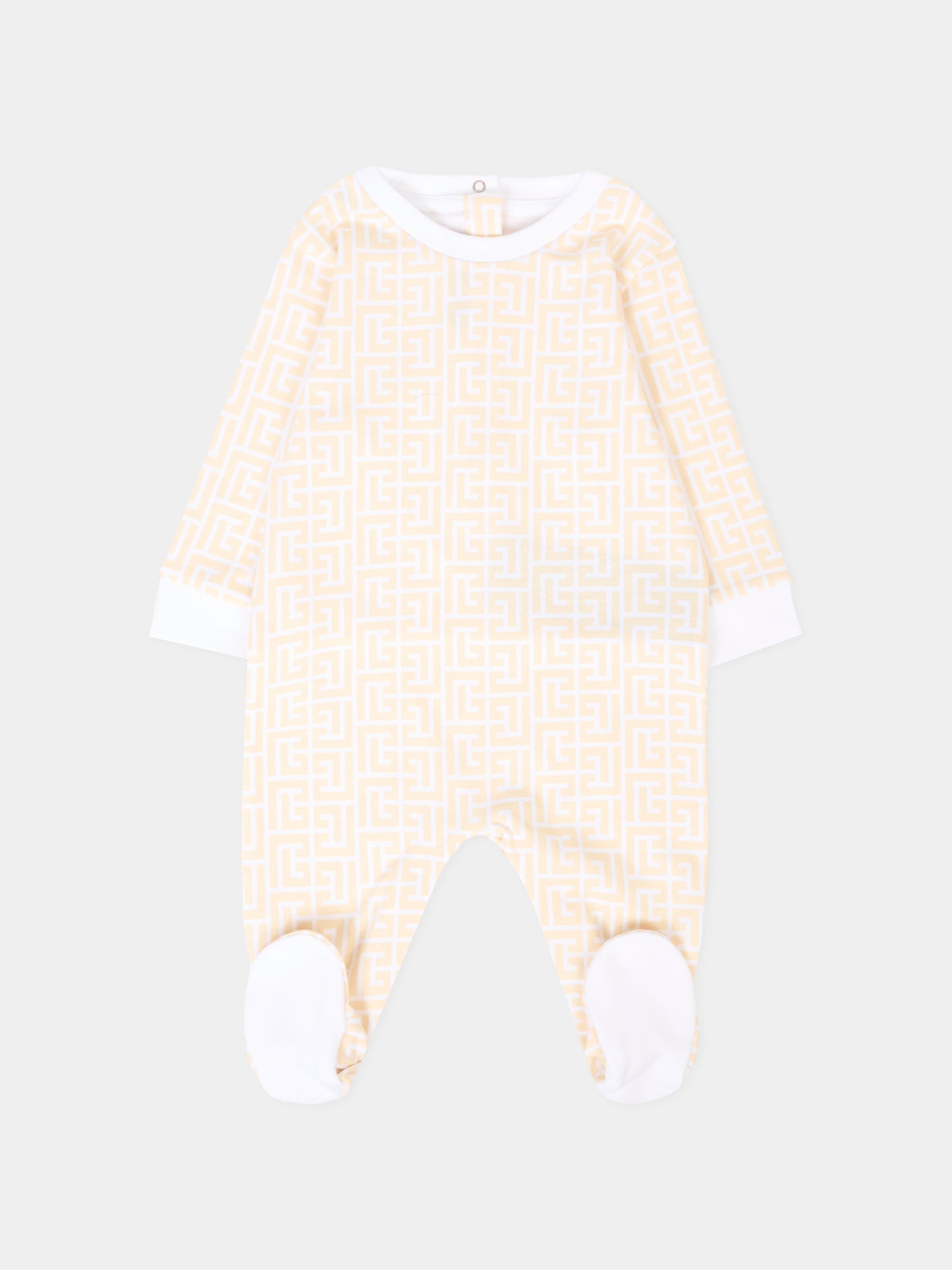 Set tutina beige per neonati con iconico labirinto,Balmain Kids,BXB51A-Z3503 109BC