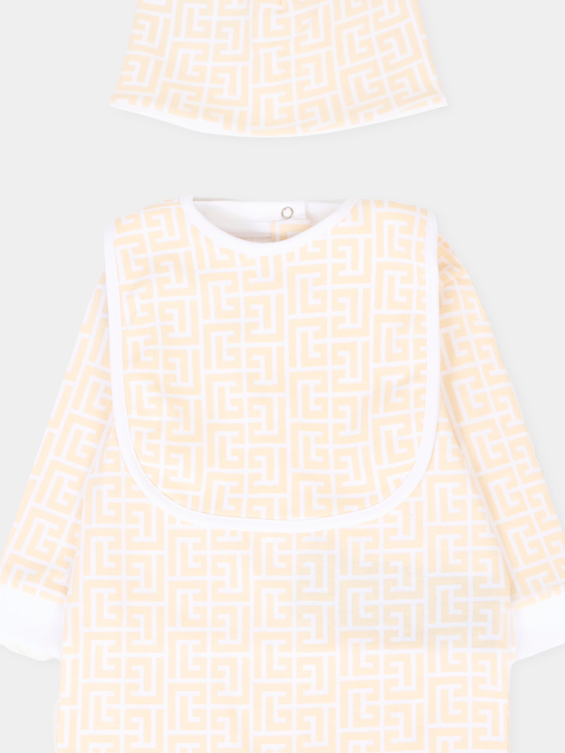 Set tutina beige per neonati con iconico labirinto,Balmain Kids,BXB51A-Z3503 109BC