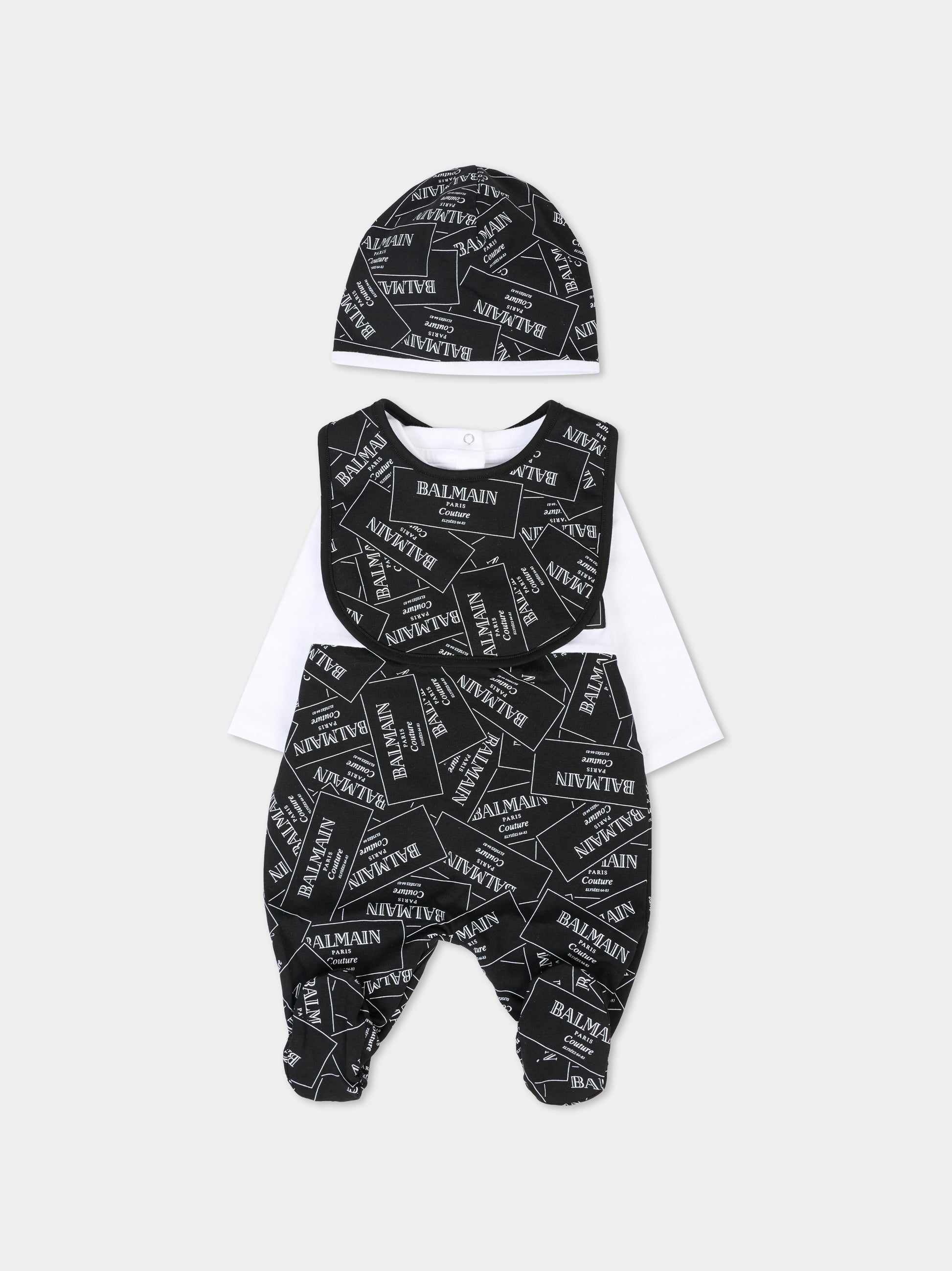Set tutina nero per neonati con logo,Balmain Kids,BXB57A-Z3332 930BC