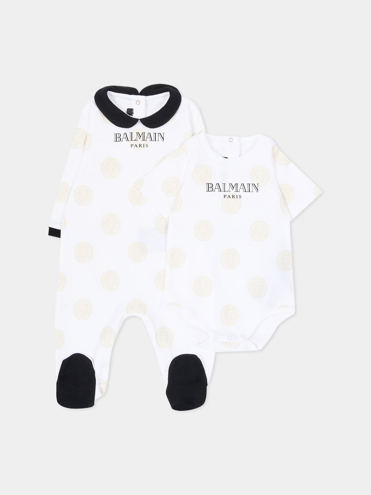 Set tutina bianco per neonati con logo e leone,Balmain Kids,BXB60A-Z3383 100NE