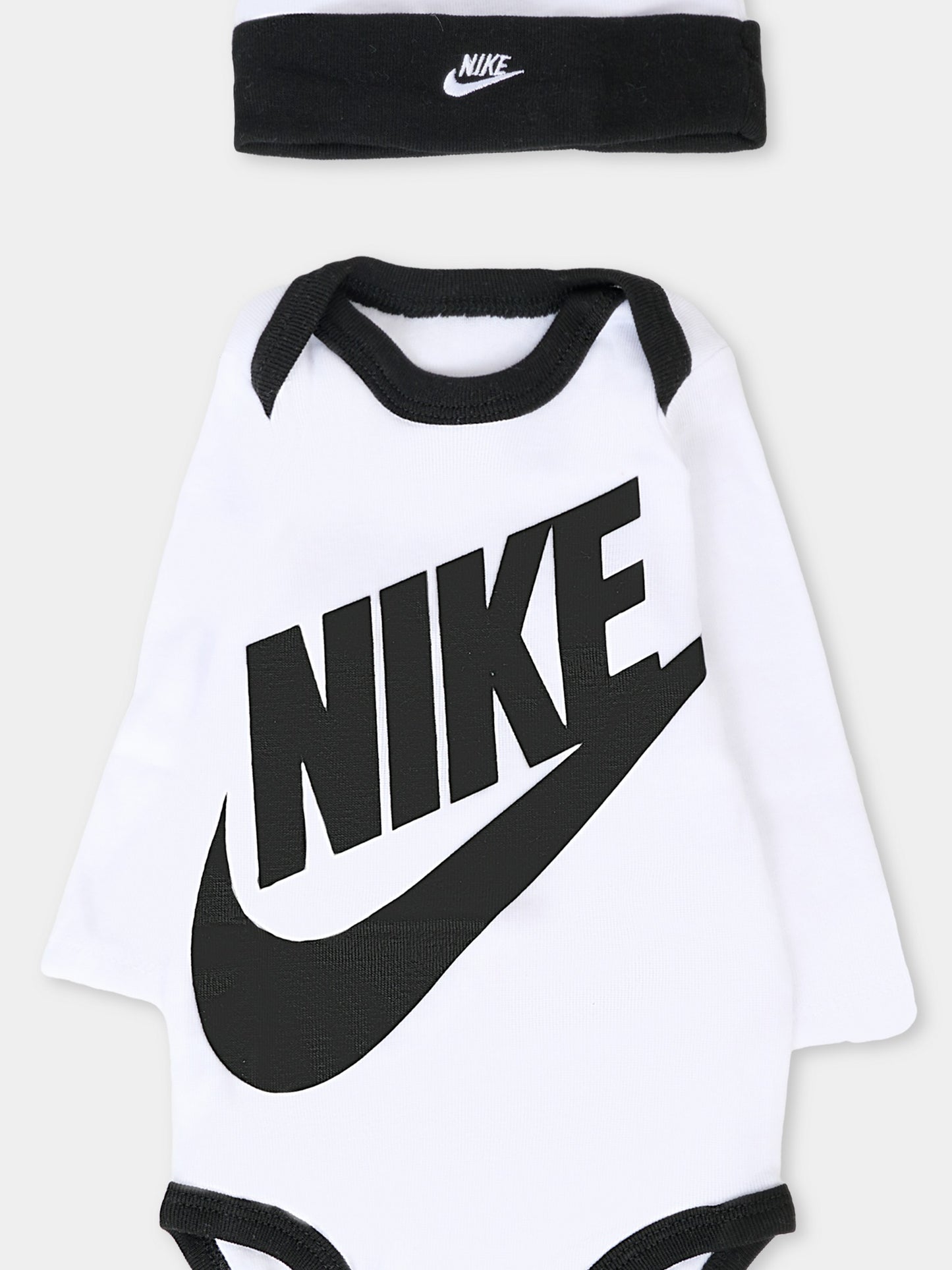 Set bianco per neonati con logo e Swoosh neri,Nike,LN0134 001