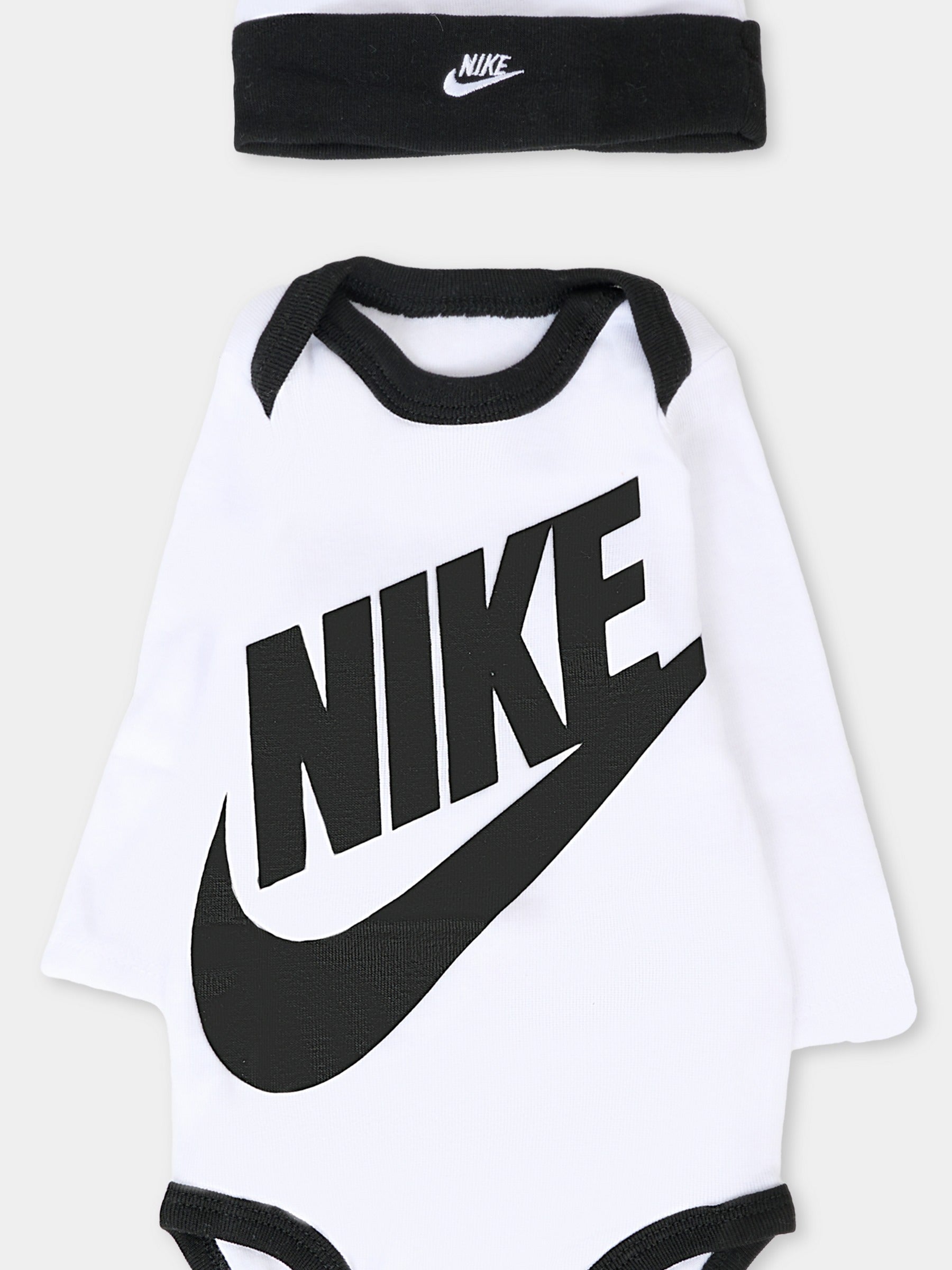 Set bianco per neonati con logo e Swoosh neri,Nike,LN0134 001