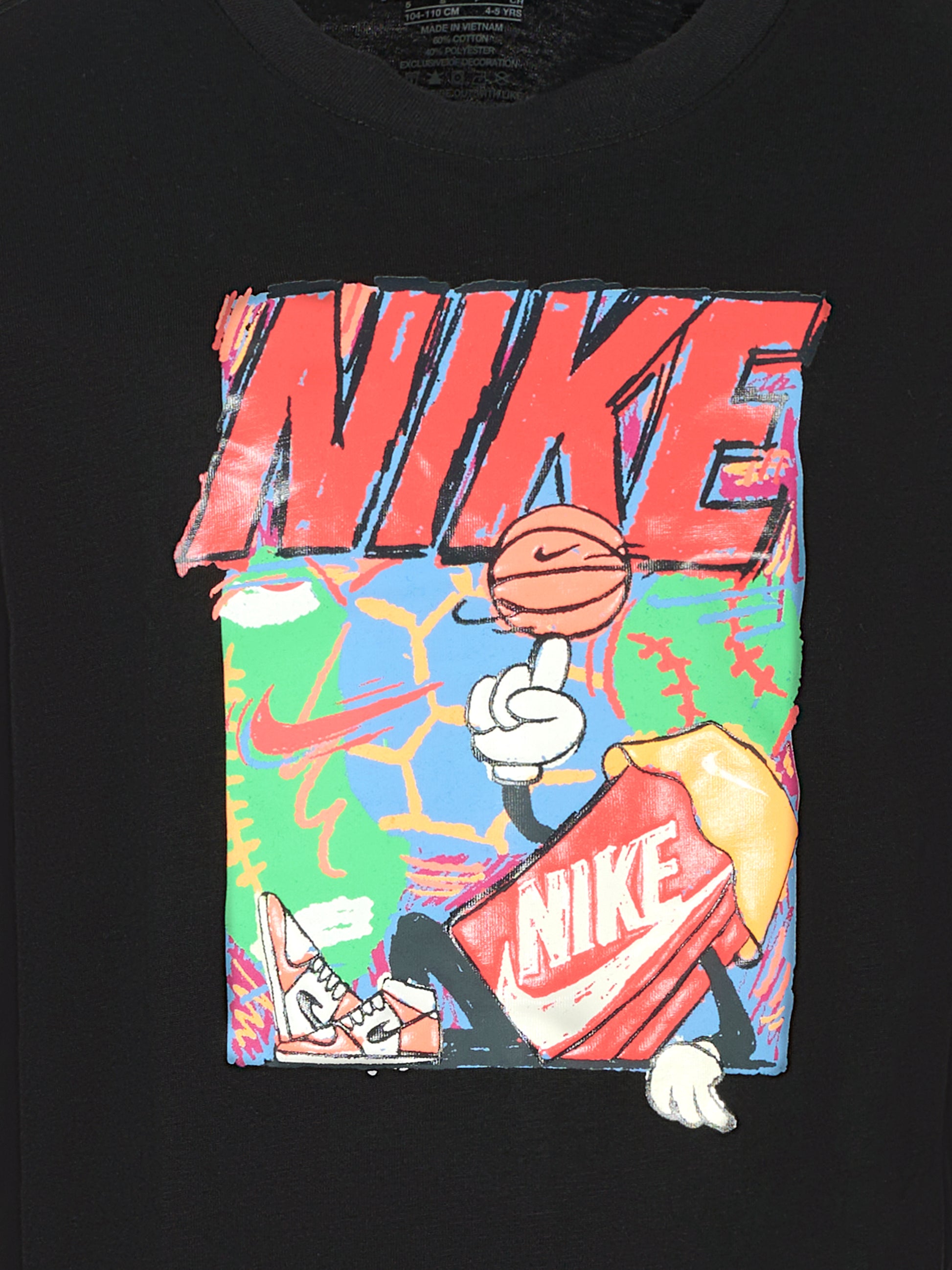 T-shirt nera per bambino con stampa e logo,Nike,86N322 023