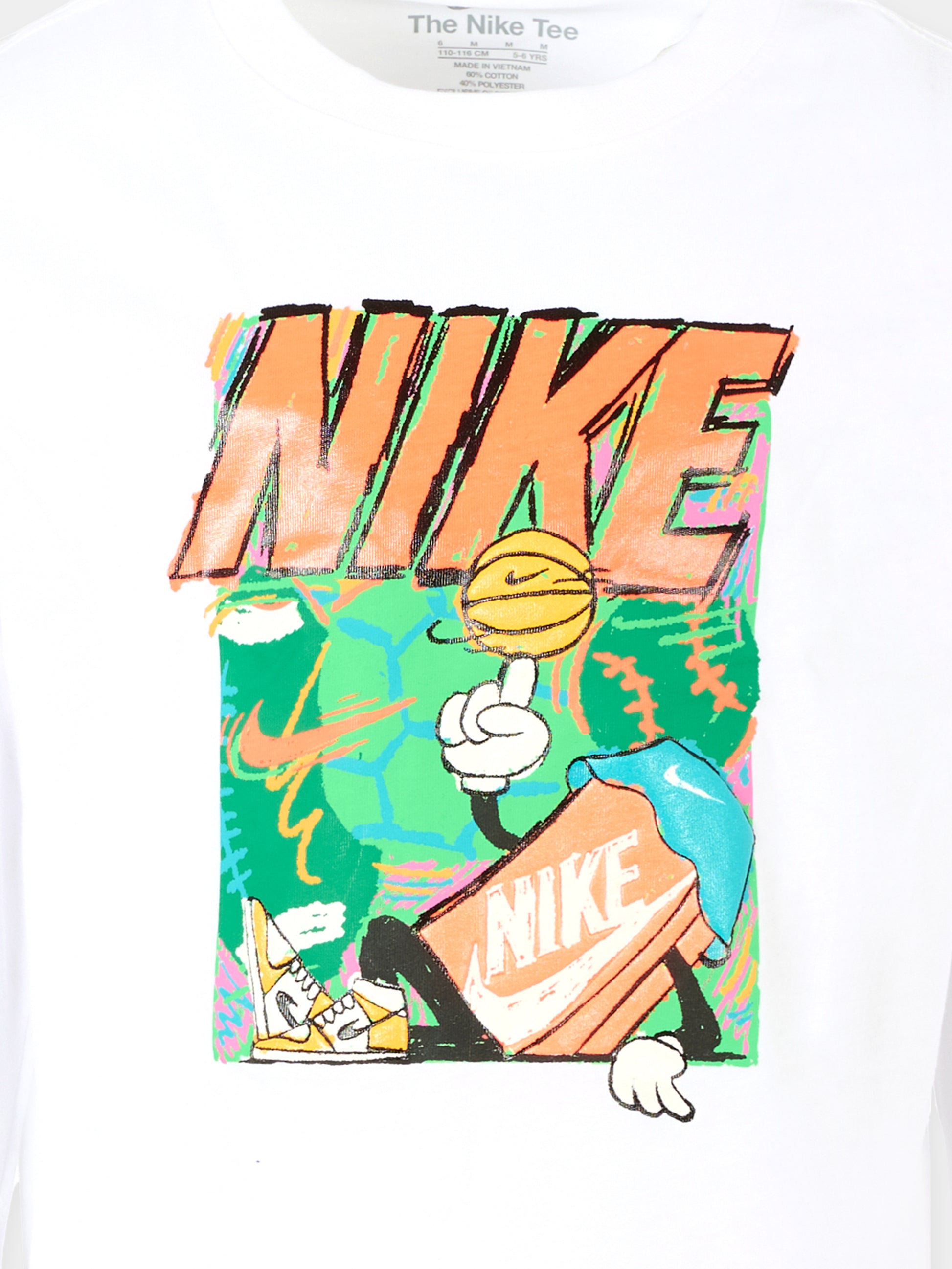 T-shirt bianca per bambino con stampa e logo,Nike,86N322 001