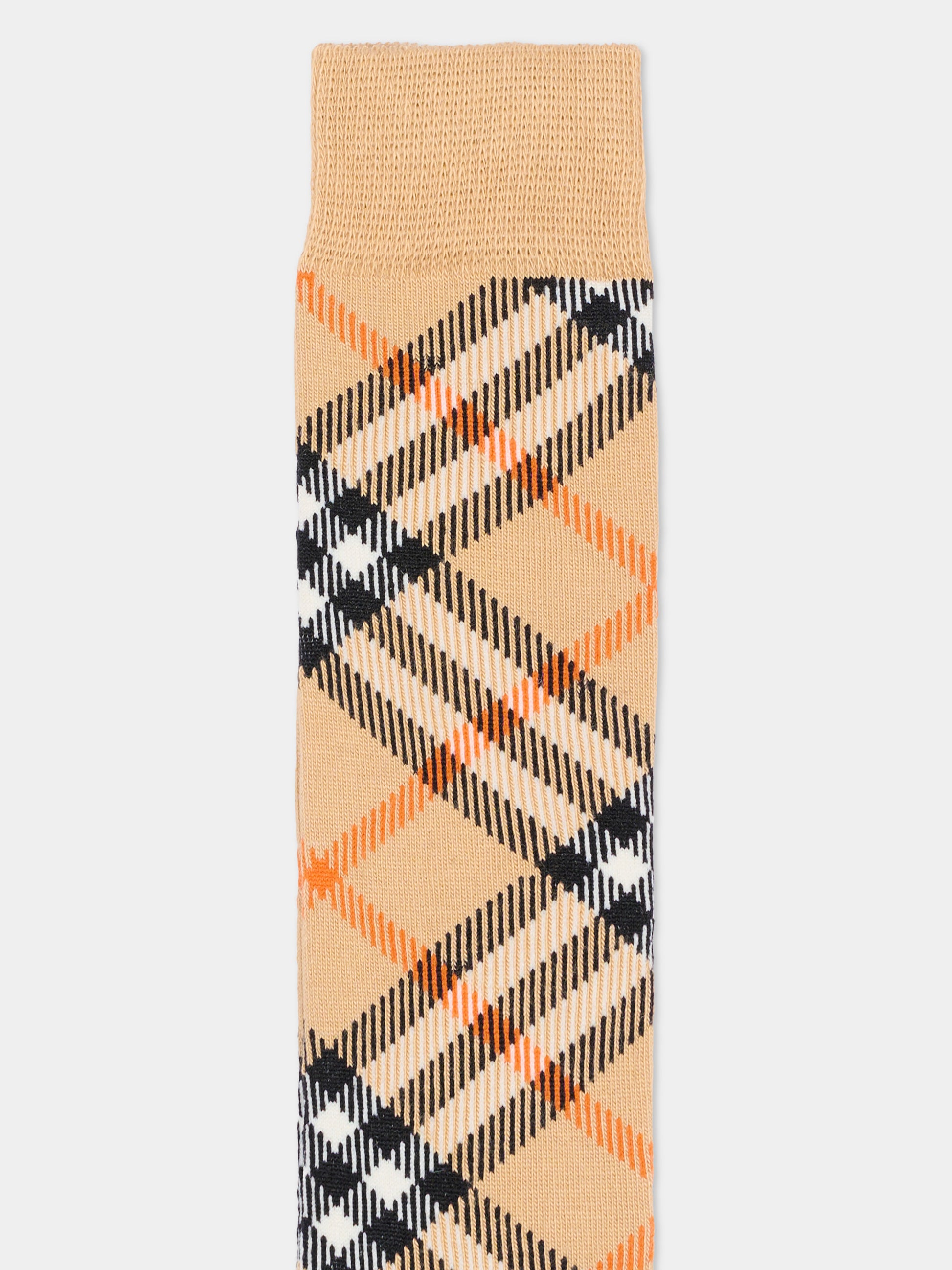 Calzino beige per bambini con check vintage,Burberry Kids,8100428 B9368