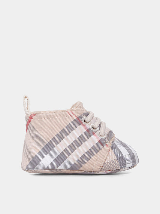 Sneakers beige per neonati con check vintage,Burberry Kids,8108372 A2205