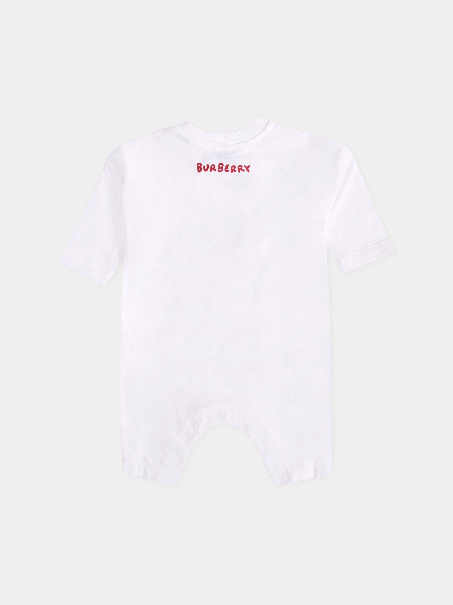 Tutina bianca per neonati con orsetto,Burberry Kids,8109292 A1464