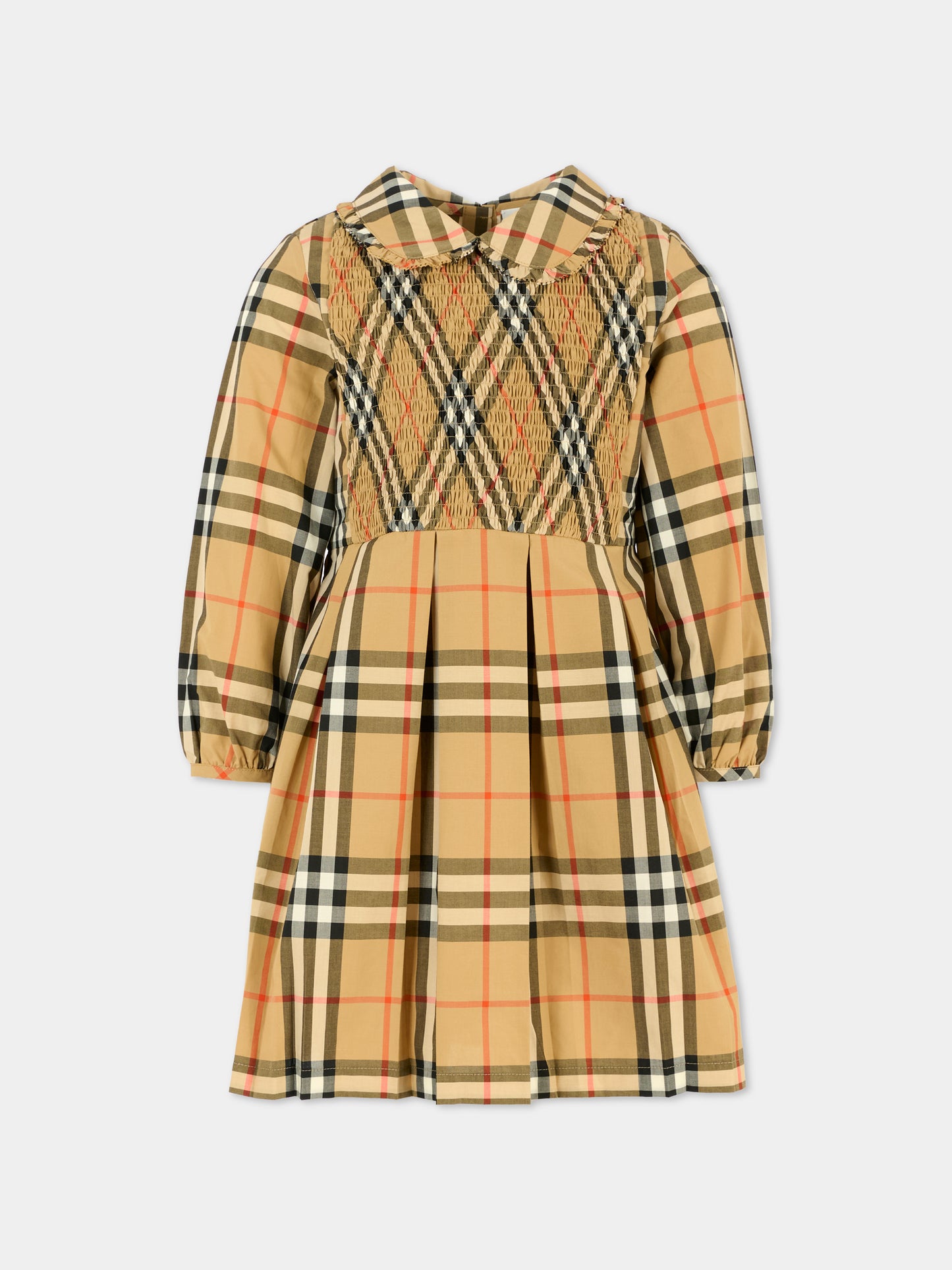 Vestito beige per bambina con check vintage,Burberry Kids,8108991 B9368