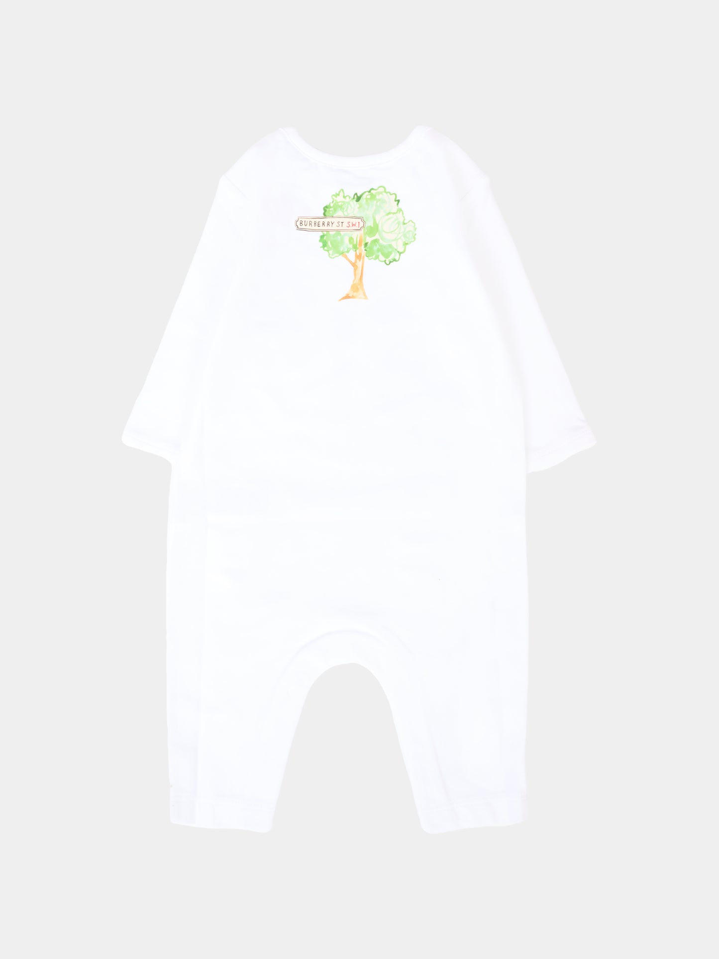 Tutina bianca per neonati con stampa bus,Burberry Kids,8109395 A1464