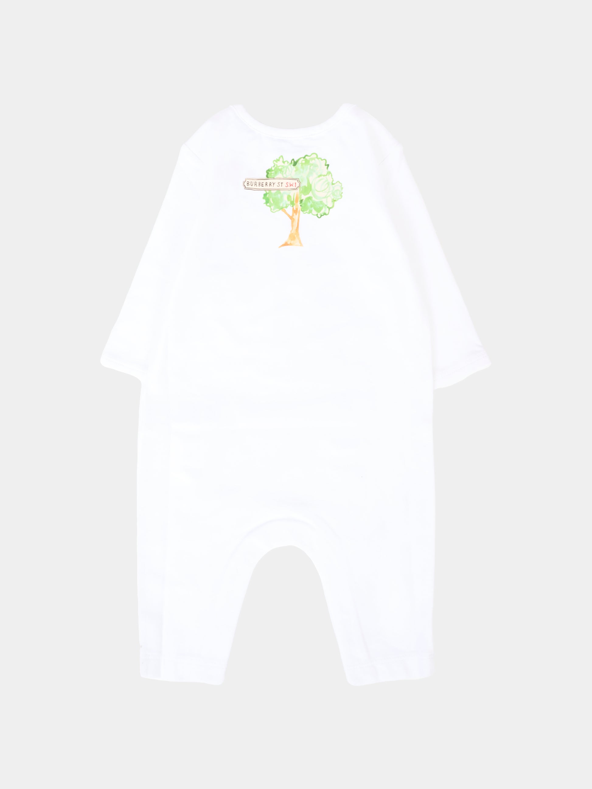 Tutina bianca per neonati con stampa bus,Burberry Kids,8109395 A1464