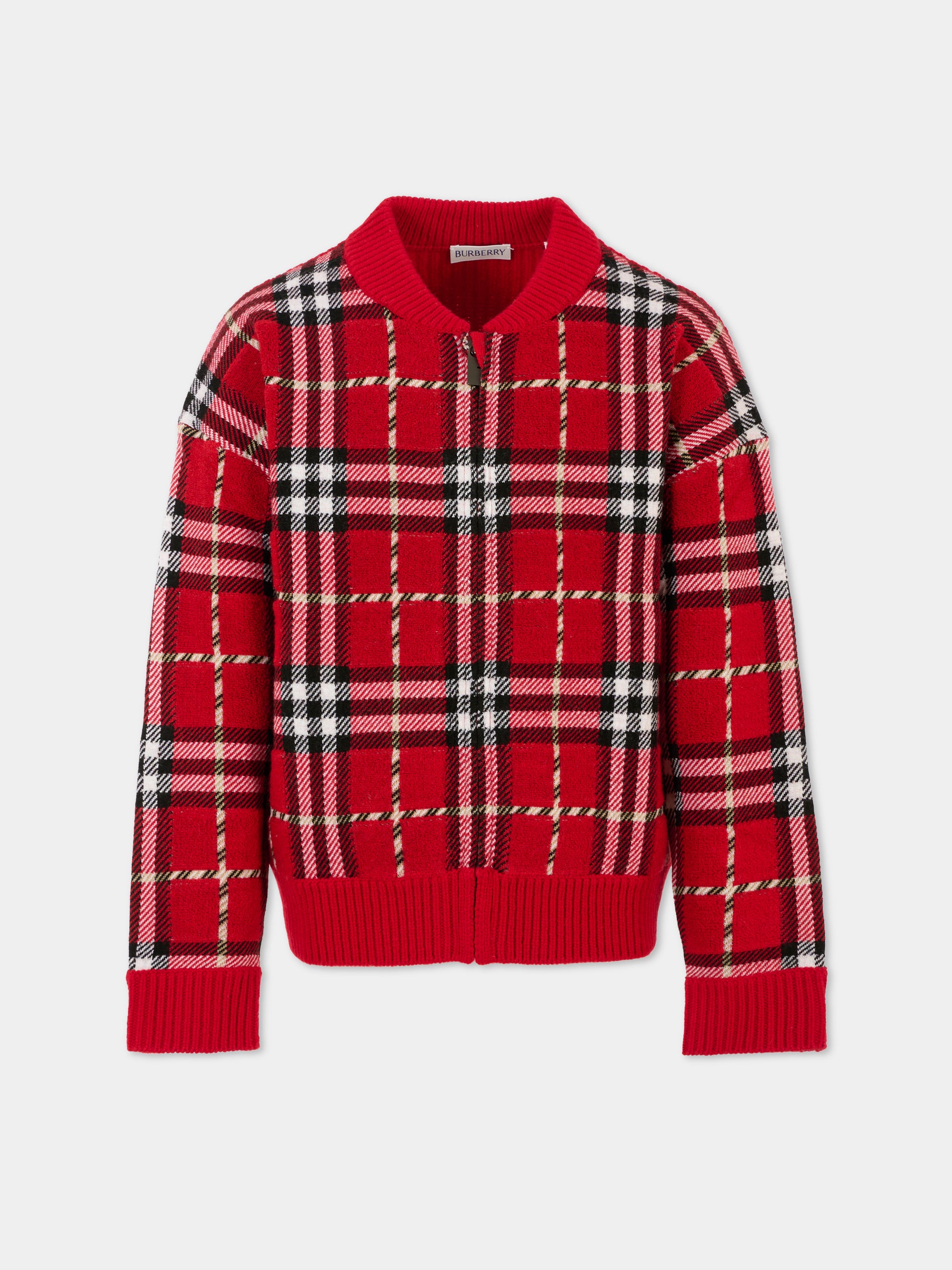 Maglione rosso per bambini con motivo tartan,Burberry Kids,8109461 C2960