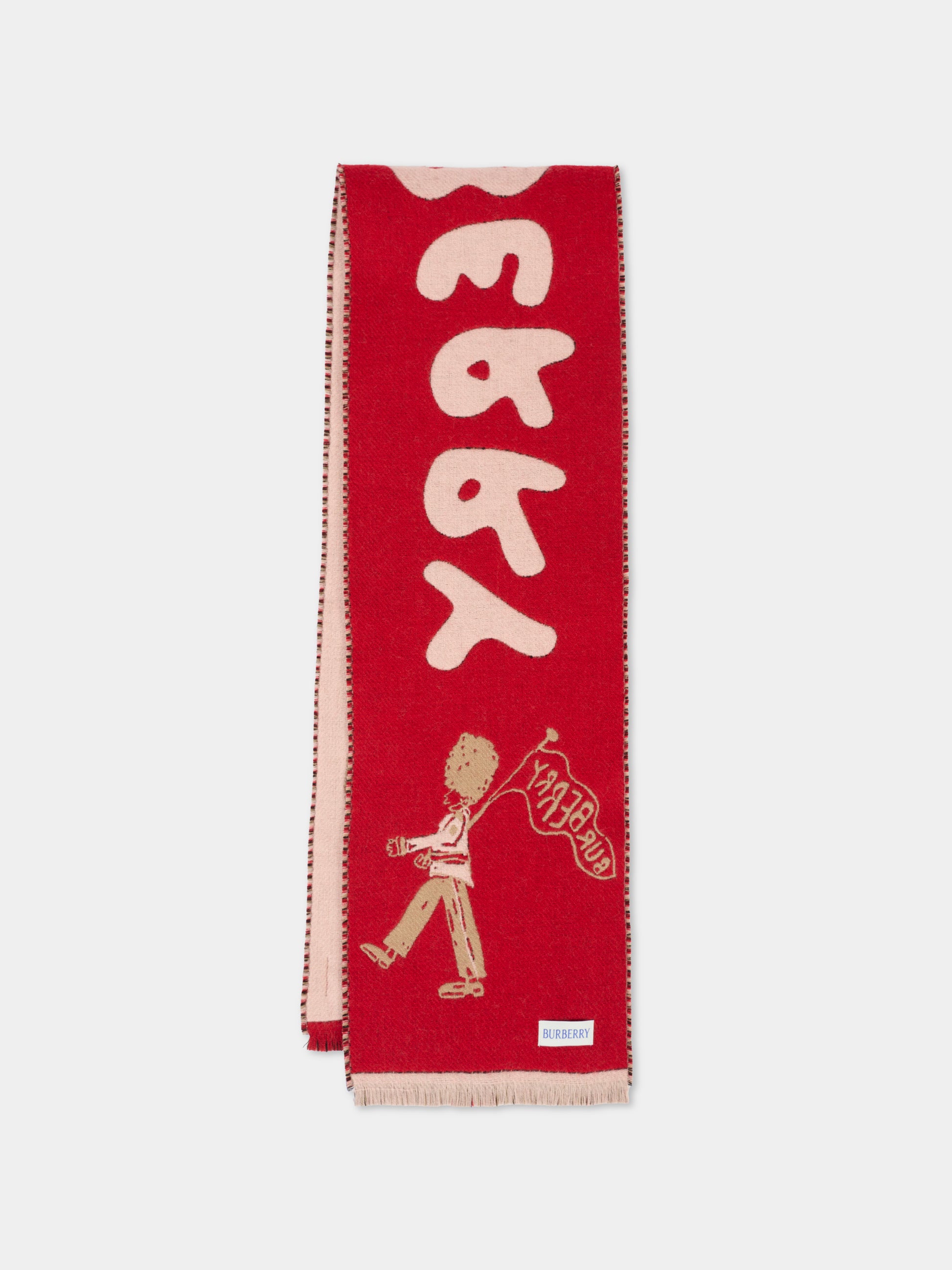 Sciarpa rosa per bambina con logo e ombrello,Burberry Kids,8108840 C2229