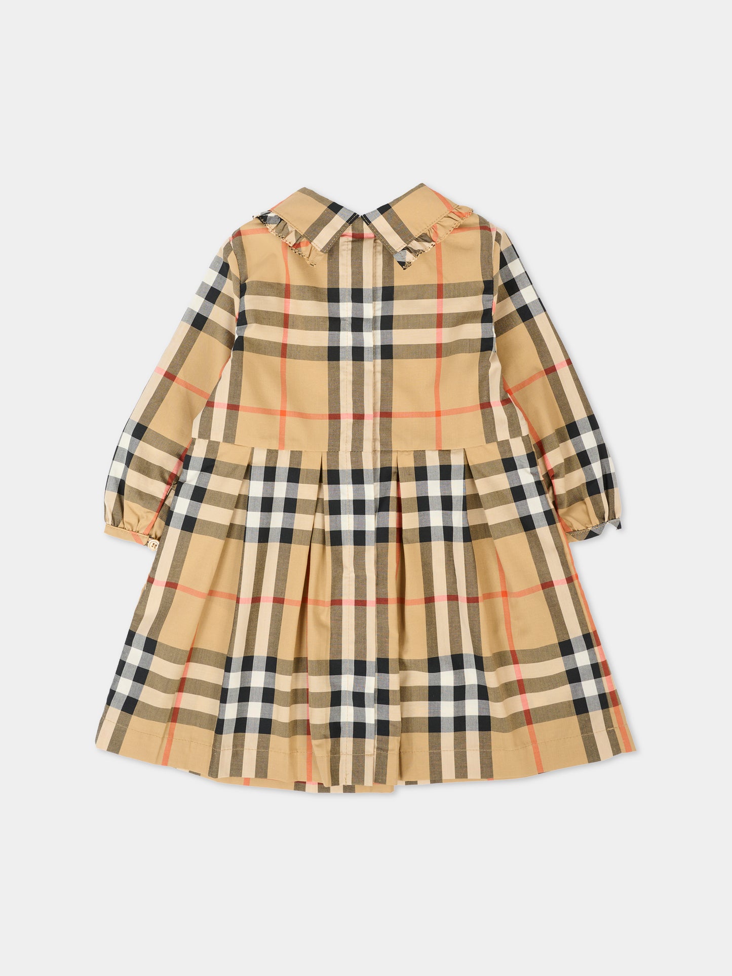 Vestito beige per neonata con check vintage,Burberry Kids,8112625 B9368