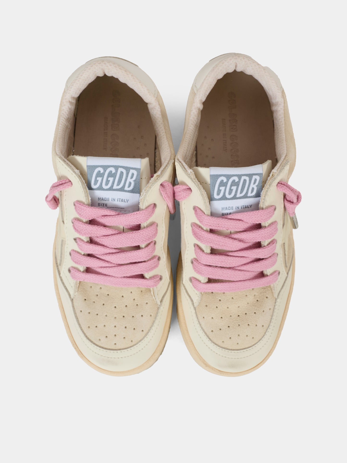 Sneakers Ball Star grigie per bambina con logo e stella,Golden Goose,GJF00439 F007308 15763