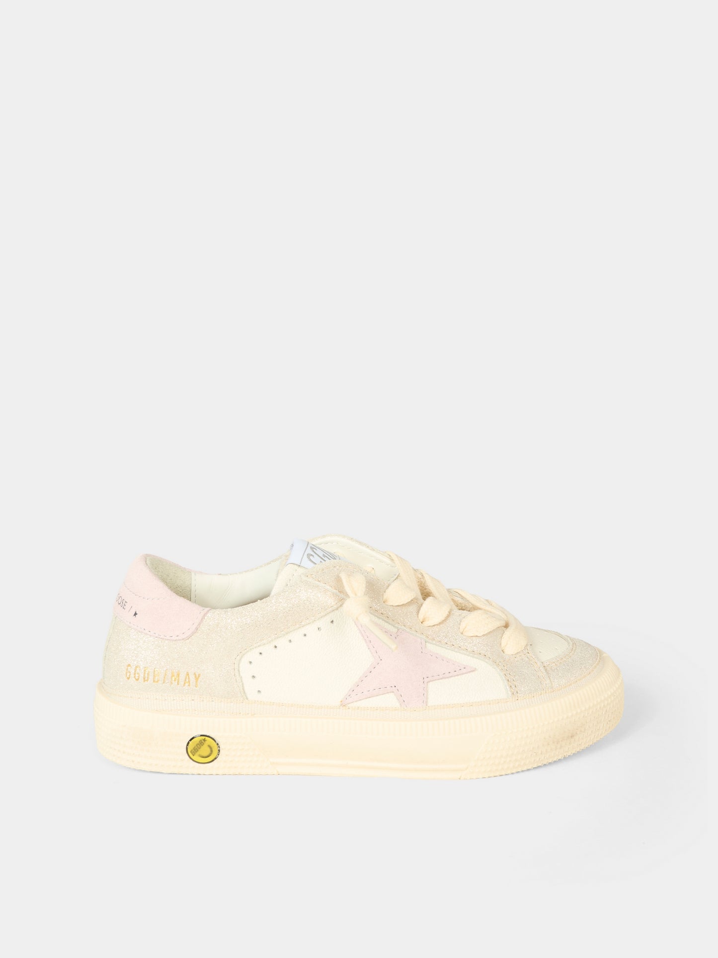 Sneakers avorio per bambina con stella,Golden Goose,GJF00495 F007435 82984