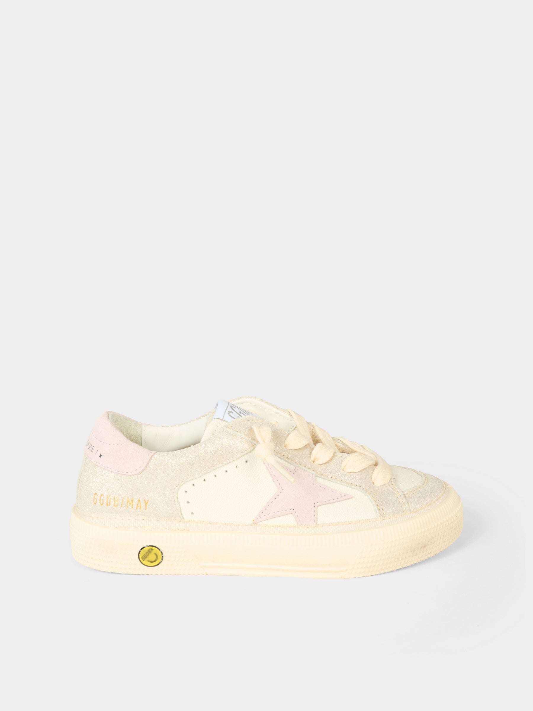Sneakers avorio per bambina con stella,Golden Goose,GJF00495 F007435 82984