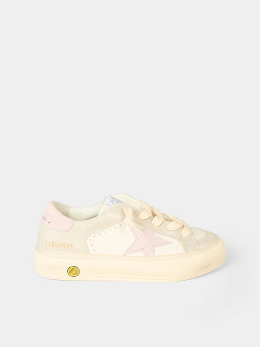 Sneakers avorio per bambina con stella,Golden Goose,GJF00495 F007435 82984
