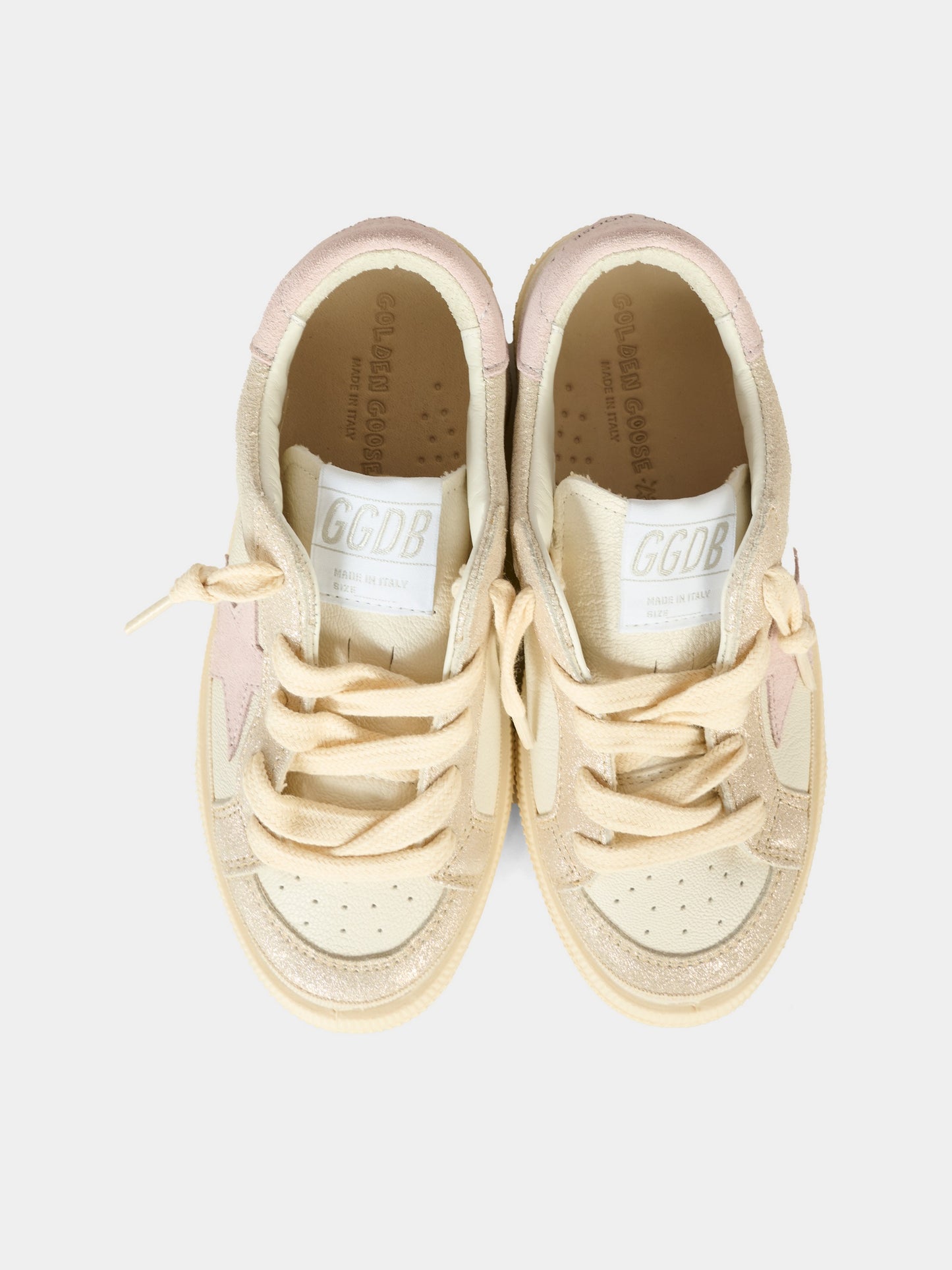 Sneakers avorio per bambina con stella,Golden Goose,GJF00495 F007435 82984