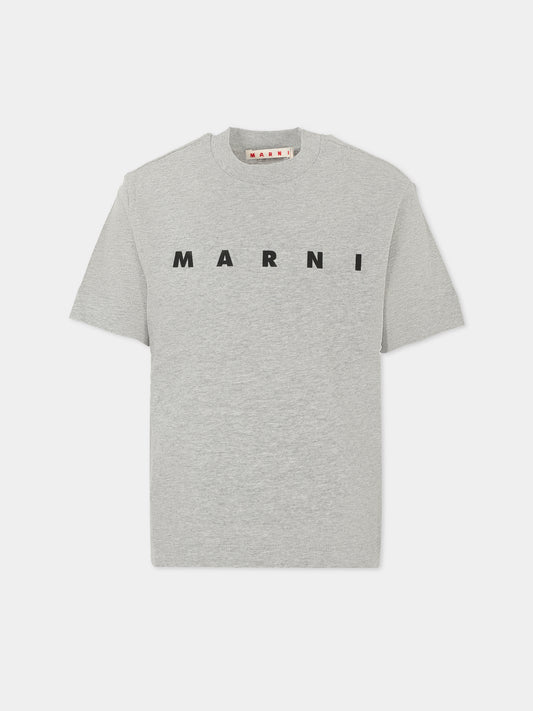 T-shirt grigia per bambini con logo nero,Marni Kids,M002MV M00RF 0M923