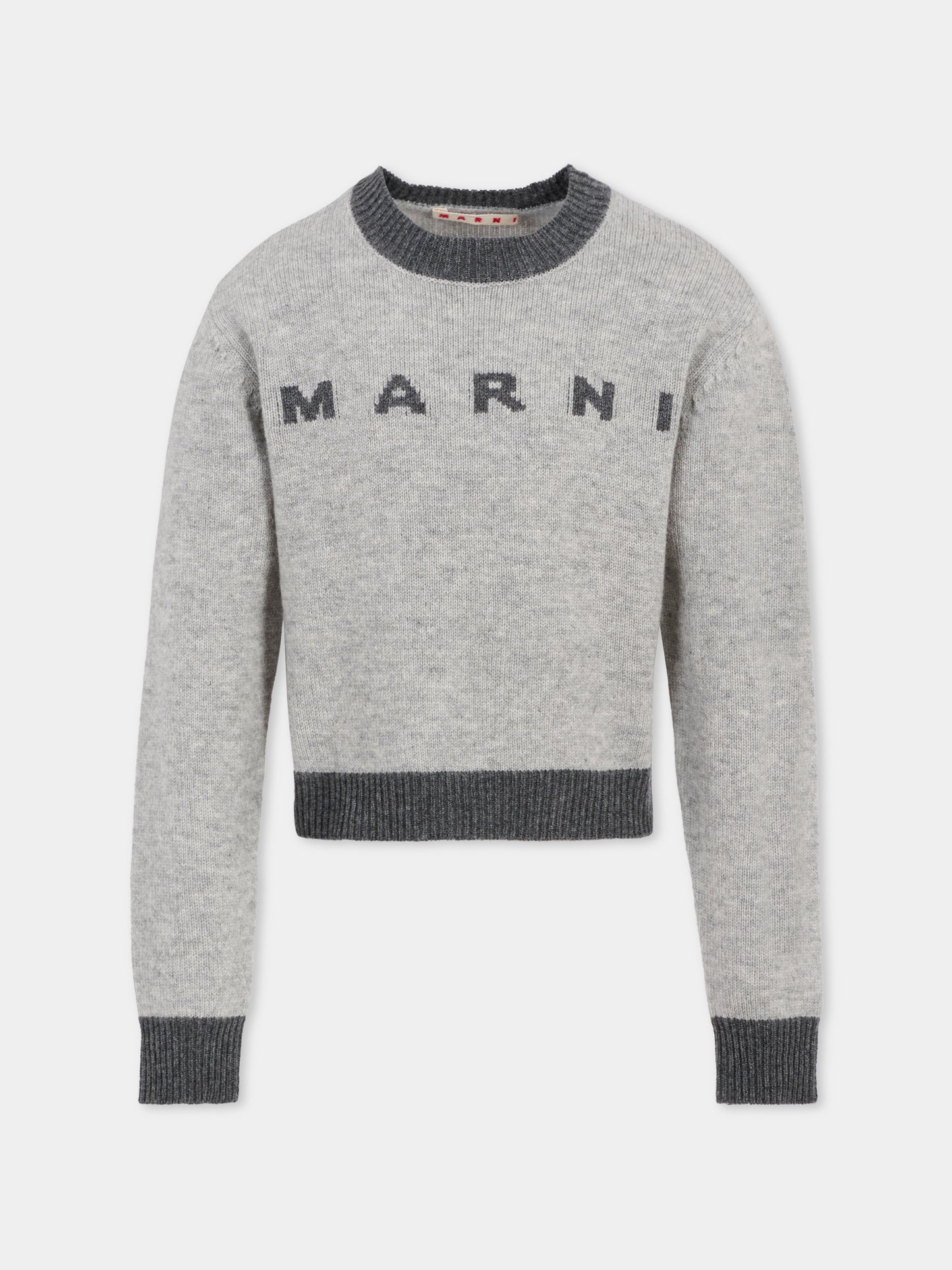 Maglione grigio per bambina con logo,Marni Kids,M00993 M00ML 0M923
