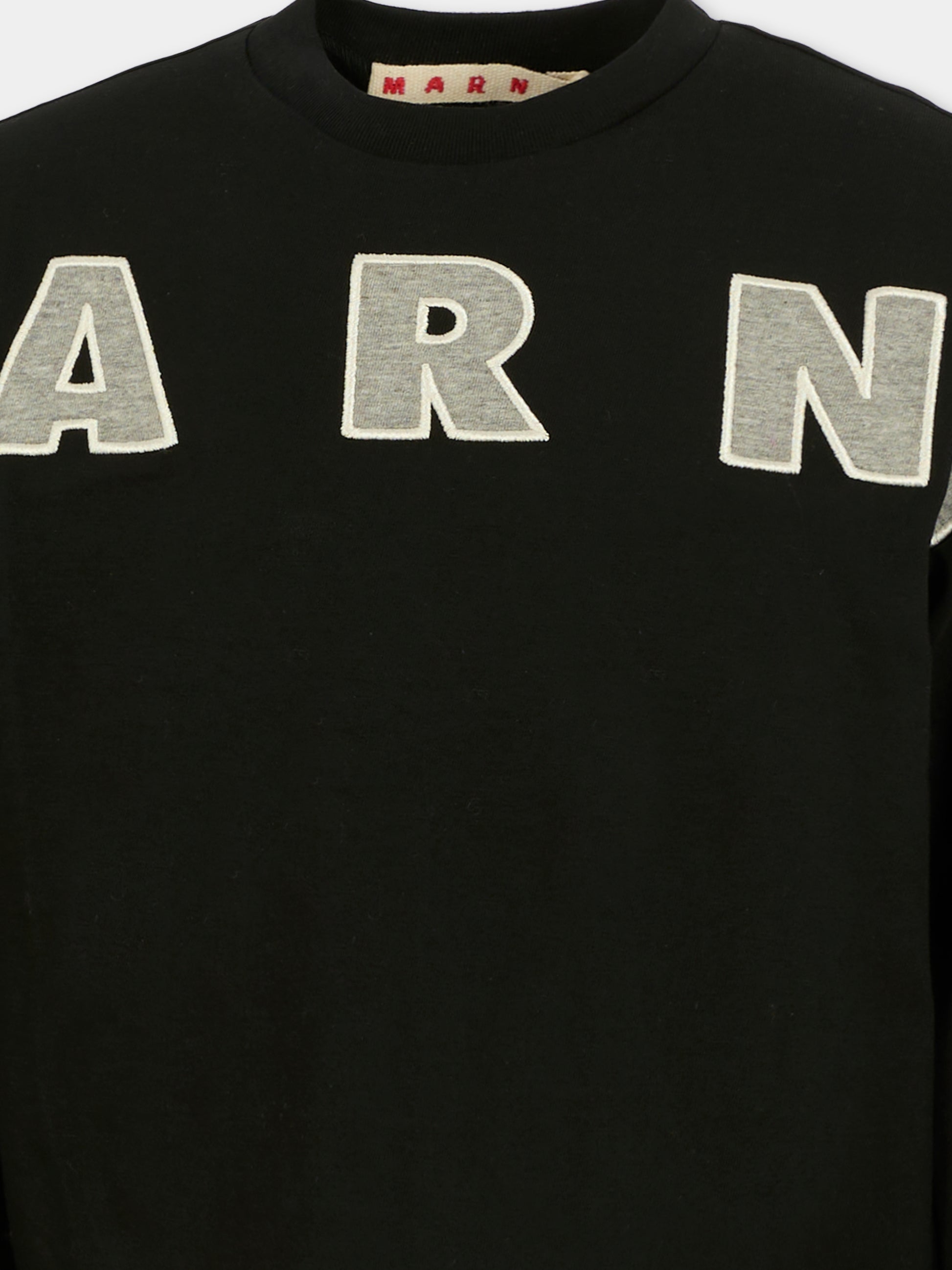 T-shirt nera per bambina con logo,Marni Kids,M01263 M00RF 0M90D